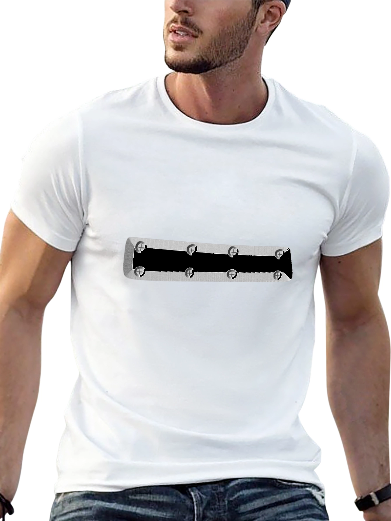 Black Modern Black T-Shirt with Industrial Accent Graphic view 13