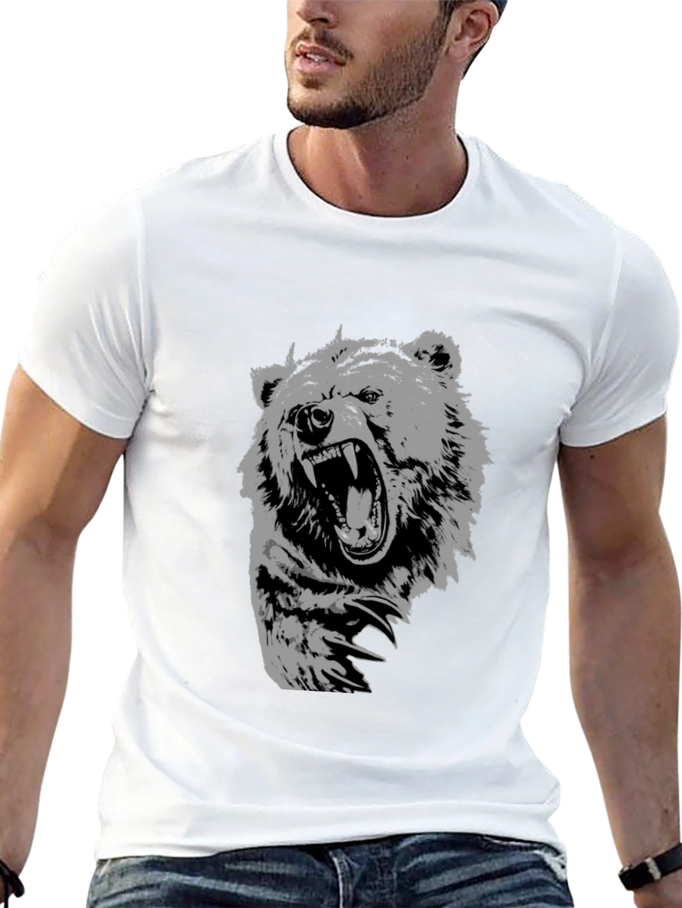 Black Men's Black Bear Graphic T-Shirt view 13