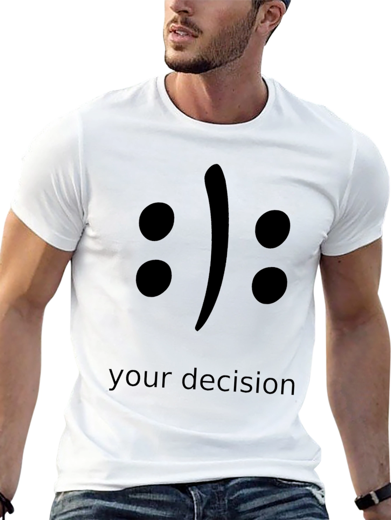 Black Decision Emoji T-Shirt: Choose Your Mood view 13
