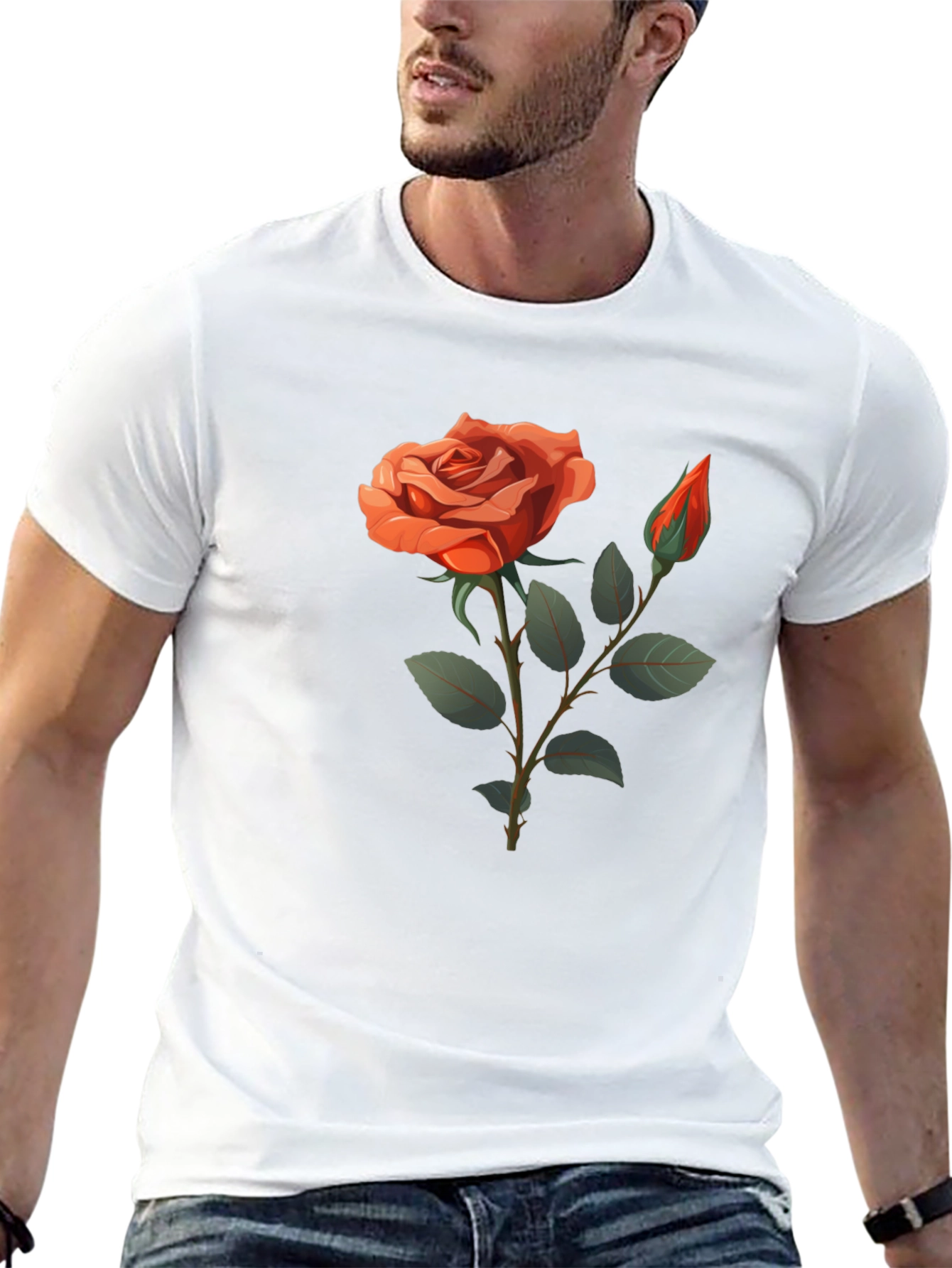 Black Rose Graphic T-Shirt - Elegant Floral Design view 13