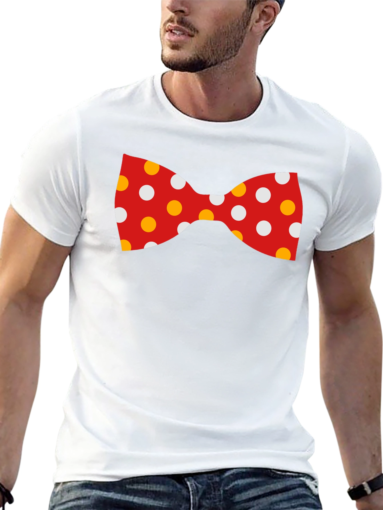 Fun Bow Tie Graphic Tee - Black Cotton Blend - 13