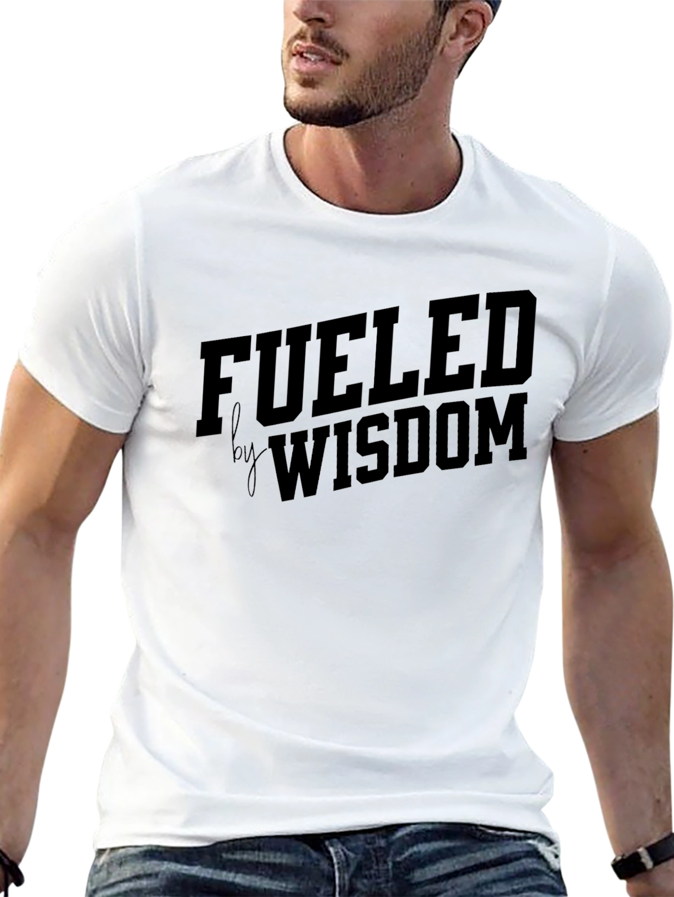 Black Fueled by Wisdom Black Graphic T-Shirt view 13