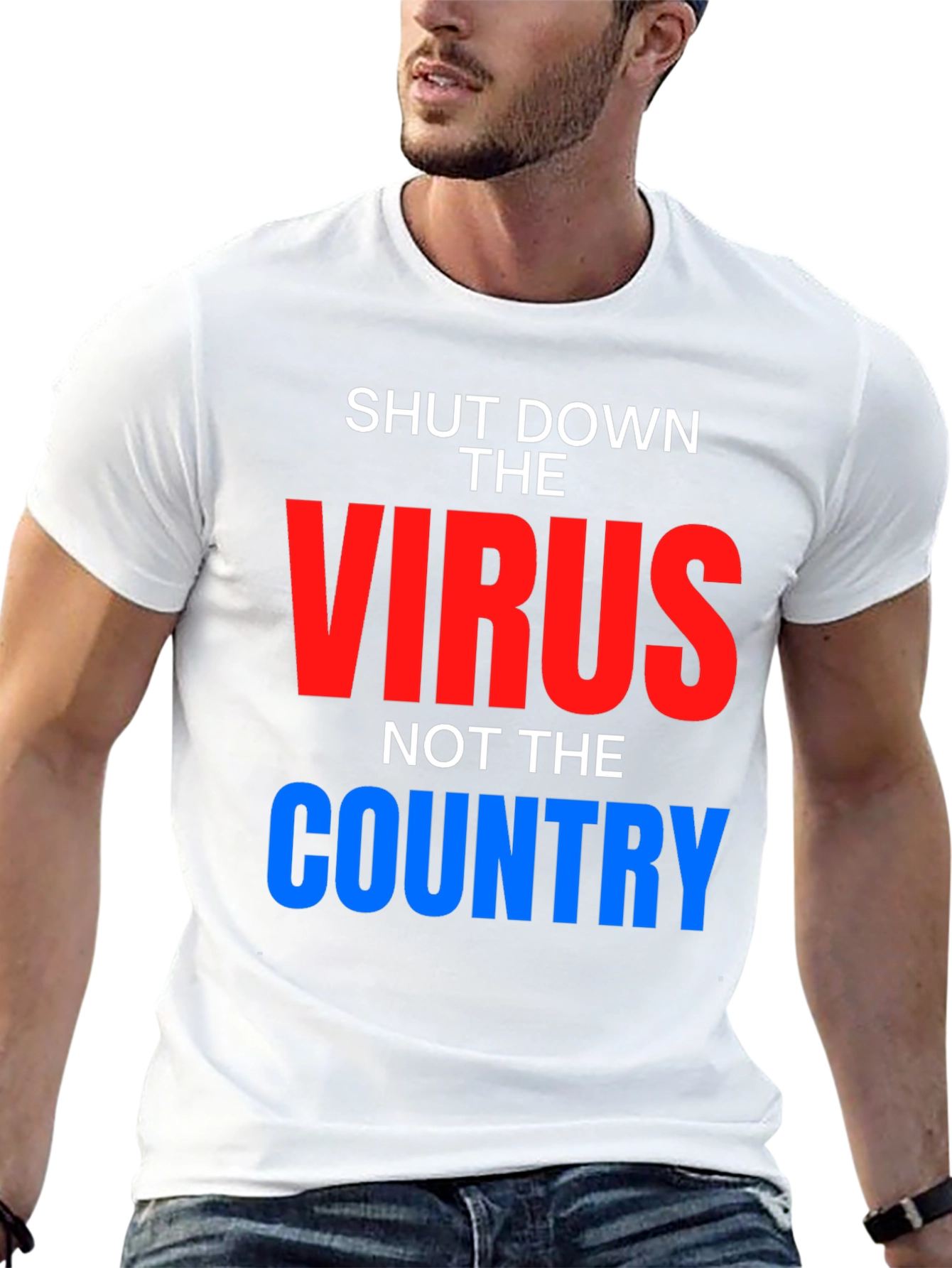Black Shut Down Virus, Not Country T-Shirt view 13