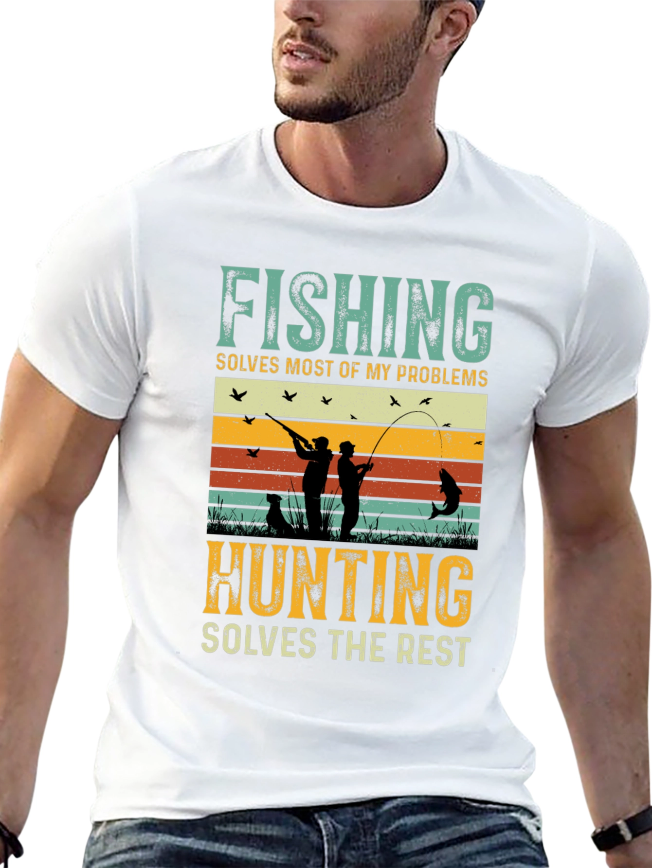 Black Fishing and Hunting Graphic Tee view 13
