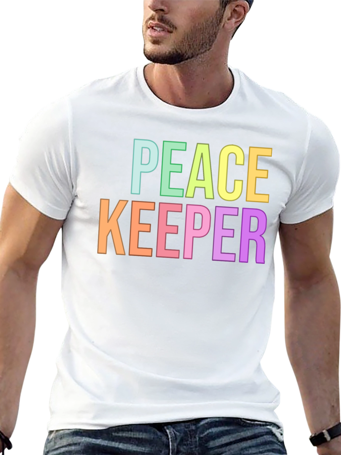 Black Peace Keeper Colorful Graphic Tee - Black Shirt view 13