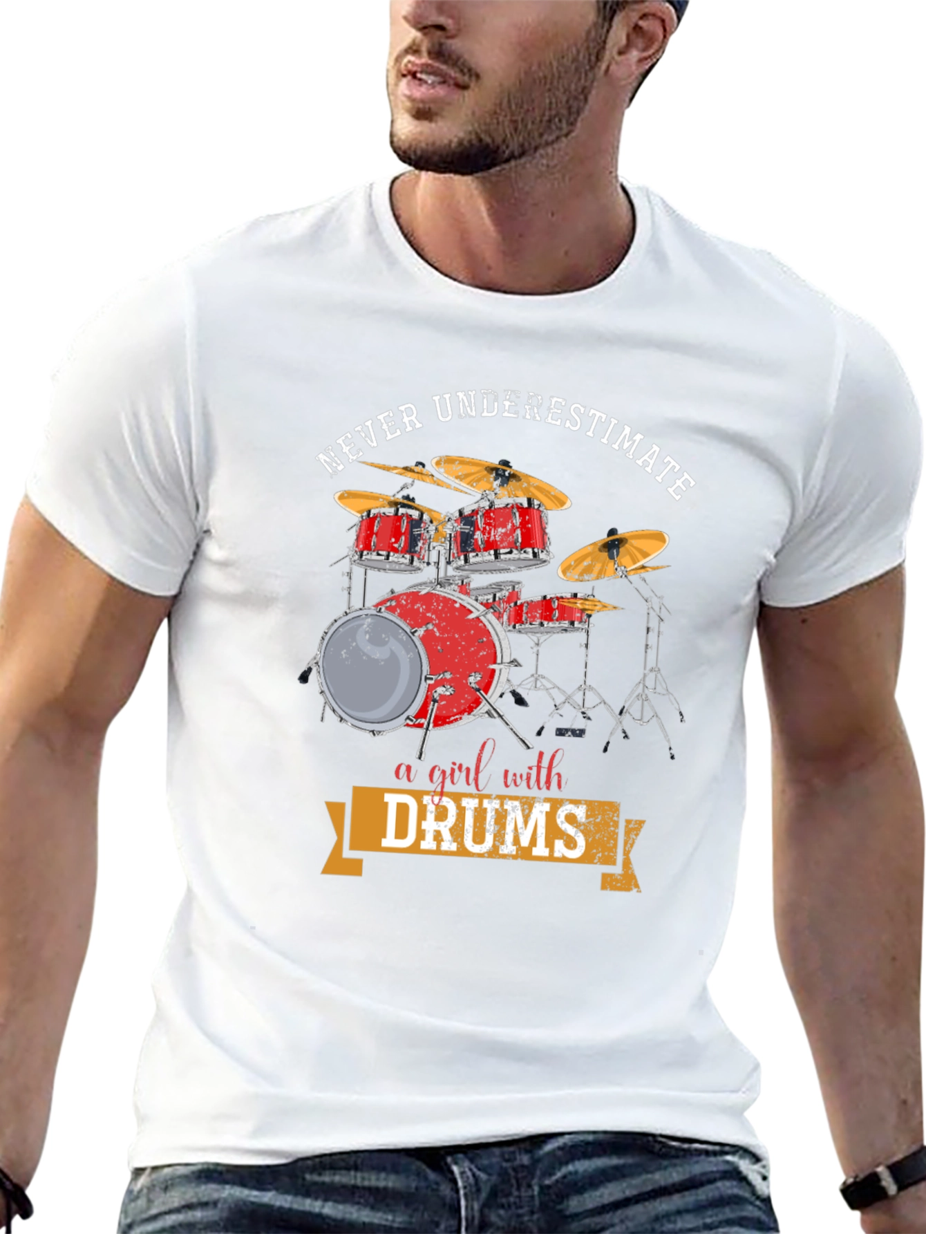 Black Never Underestimate a Girl with Drums T-Shirt view 13