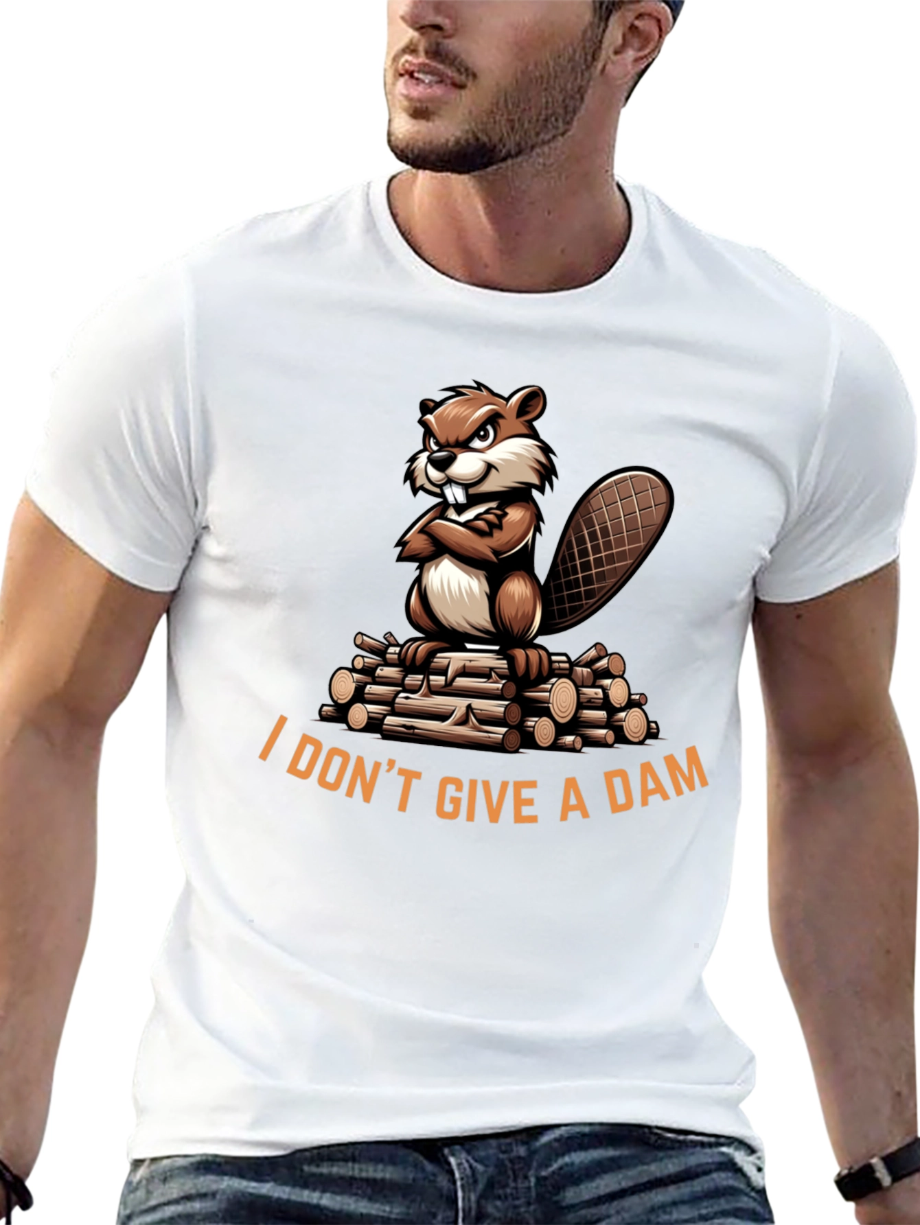 Black I Don't Give a Dam Beaver T-Shirt - Funny Animal Tee view 13