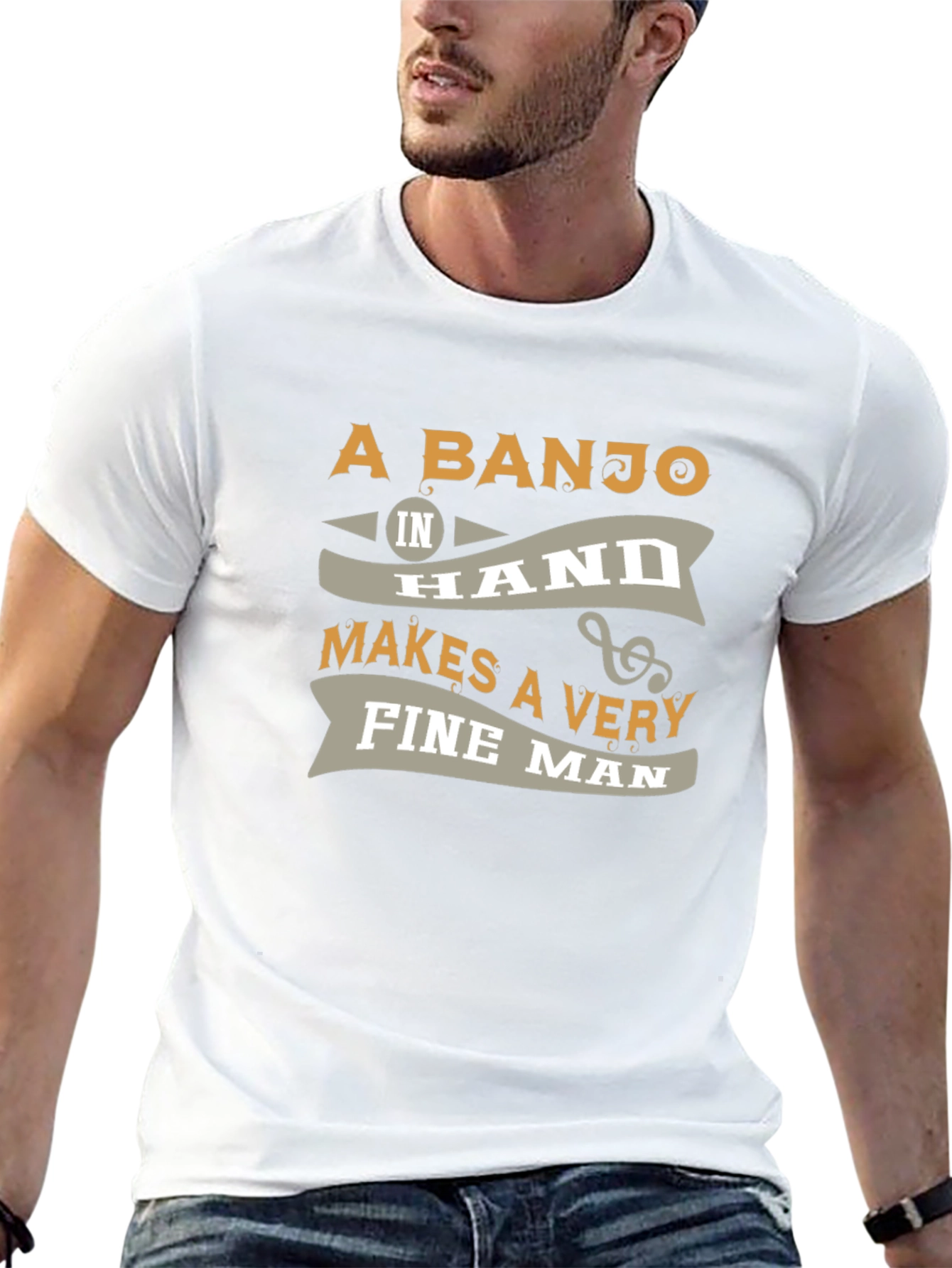 Black Banjo Lover T-Shirt: A Banjo In Hand Makes A Very Fine Man view 13