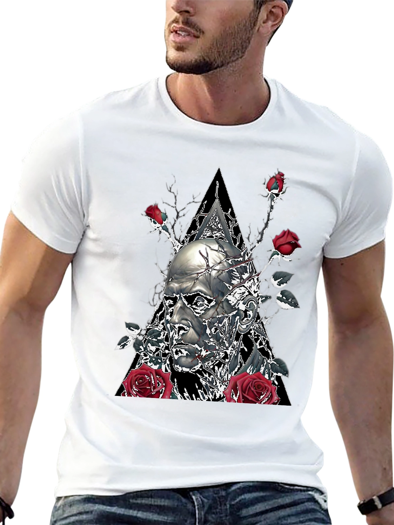 Black Skull & Roses Graphic Tee - Black view 13