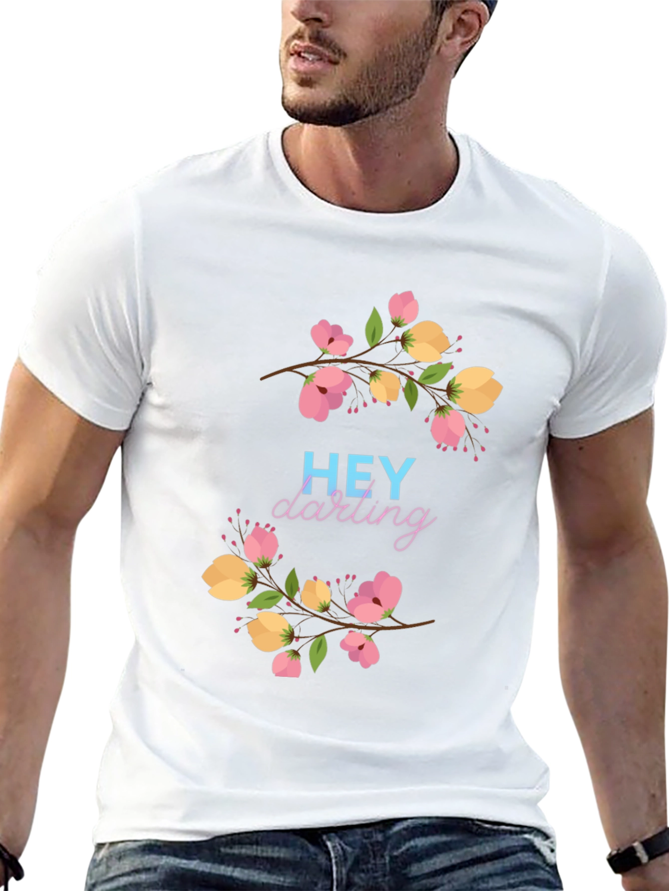 Black Hey Darling Floral Graphic Black T-Shirt view 13