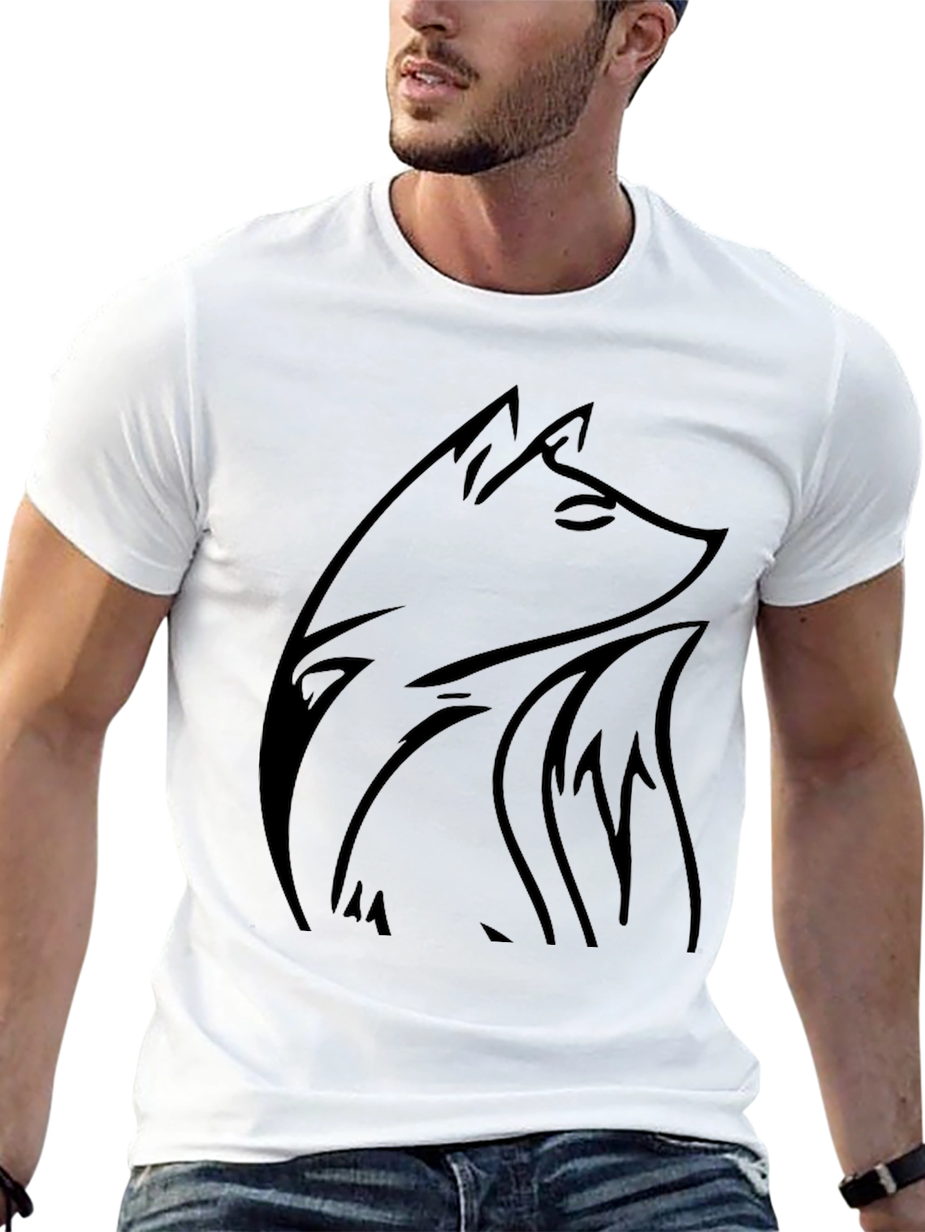 Black Black Wolf Graphic Tee - Stylish Casual Wear view 13