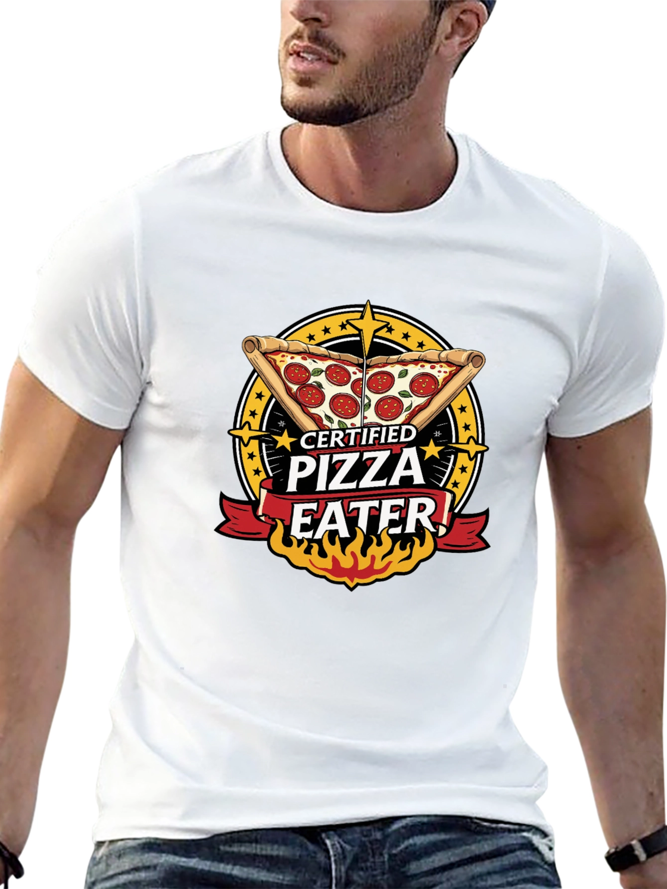 Black Certified Pizza Eater Graphic Tee - Fun Foodie Shirt view 13