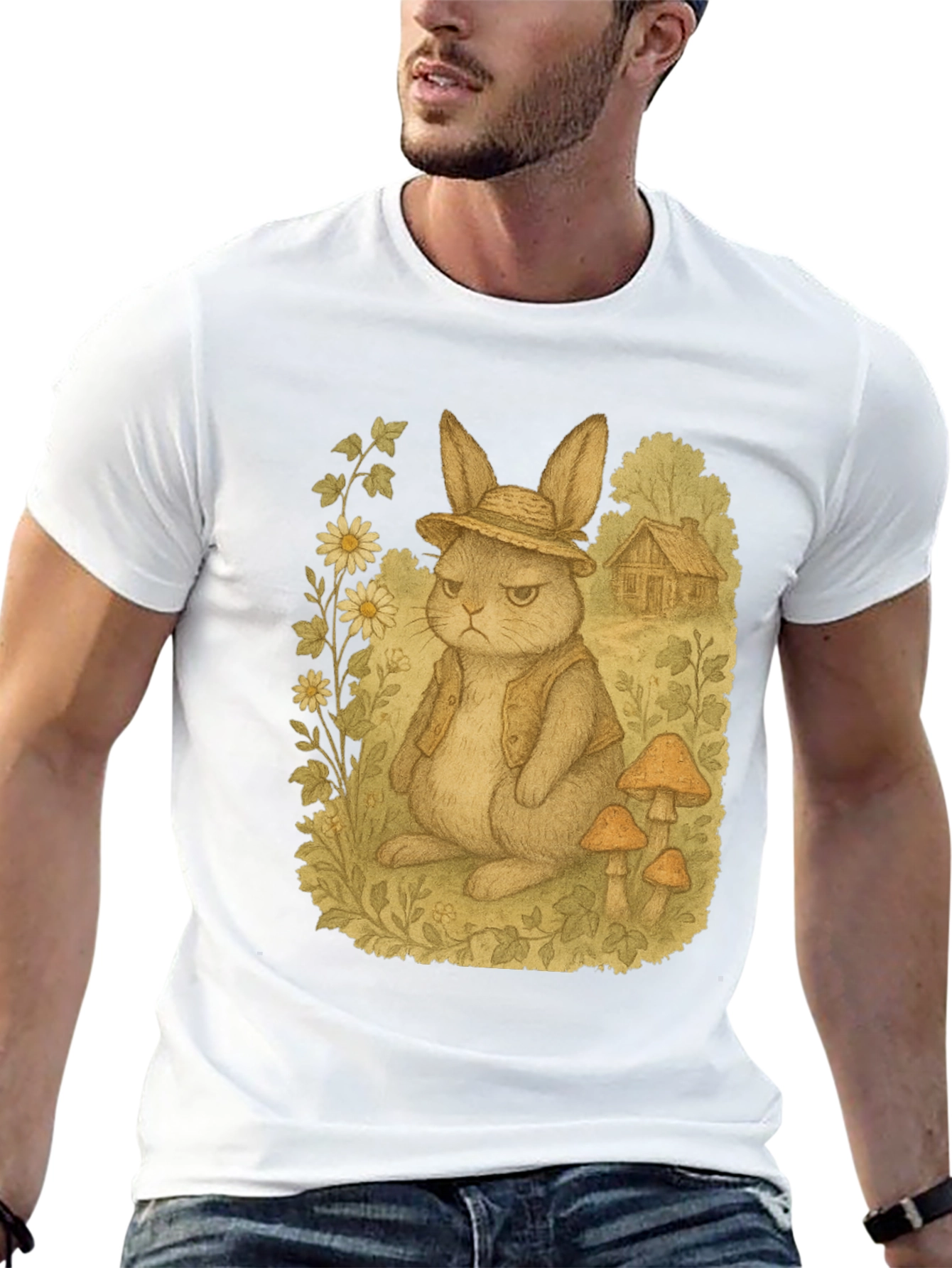 Black Grumpy Rabbit T-Shirt - Funny Animal Tee view 13