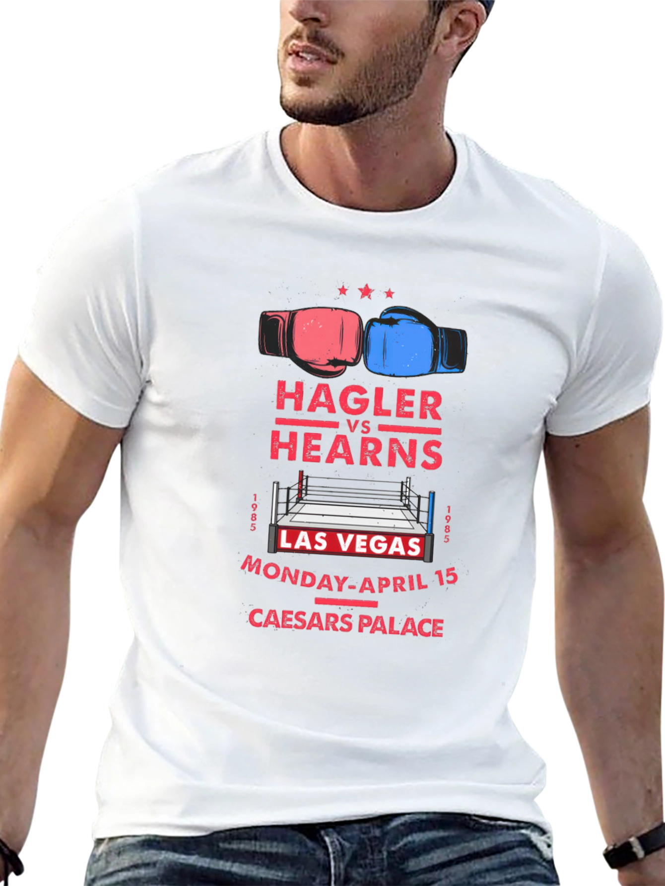 Black Hagler vs Hearns Boxing Match T-Shirt view 13