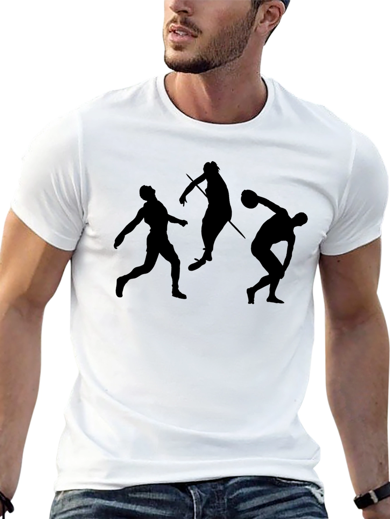 Black Men's Black Graphic Tee - Track & Field Silhouette view 13