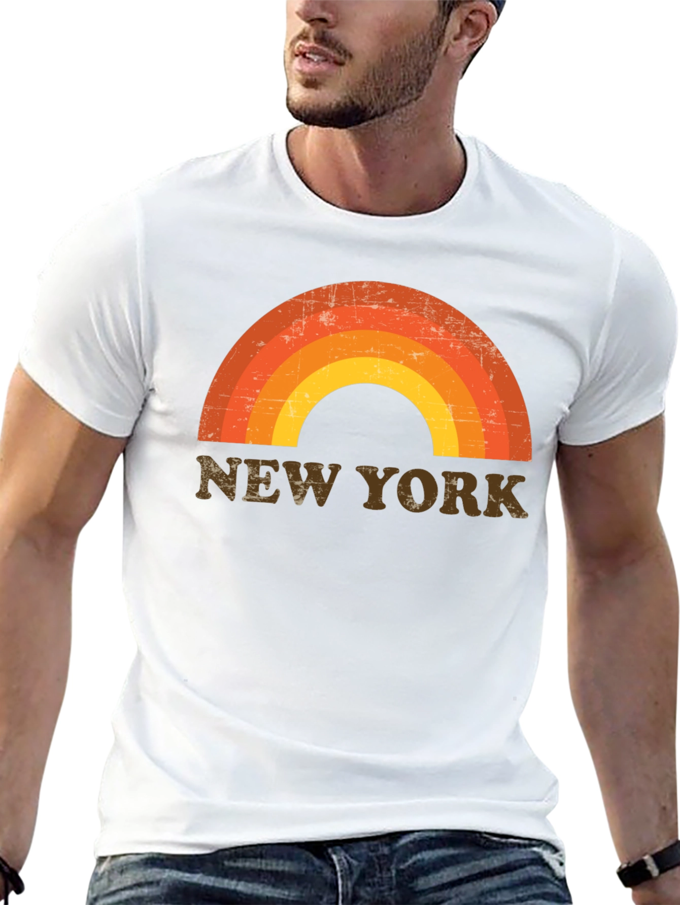 Black Retro New York Rainbow Graphic Tee view 13