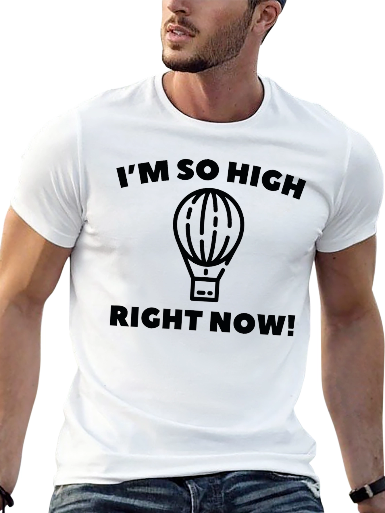 Black I'm So High Right Now! Men's T-Shirt view 13