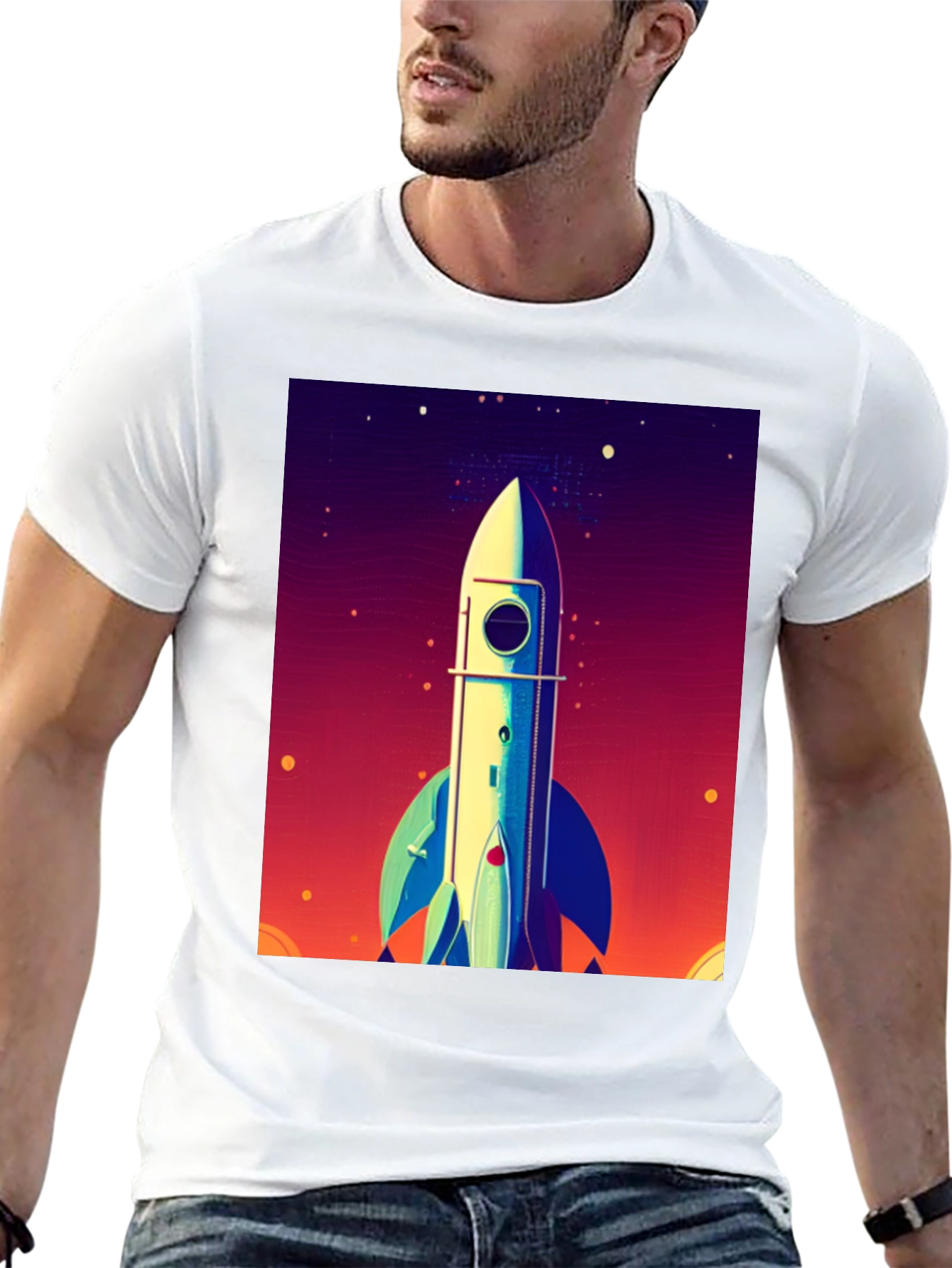 Black Rocket Launch Graphic Tee - Space Adventure Shirt view 13