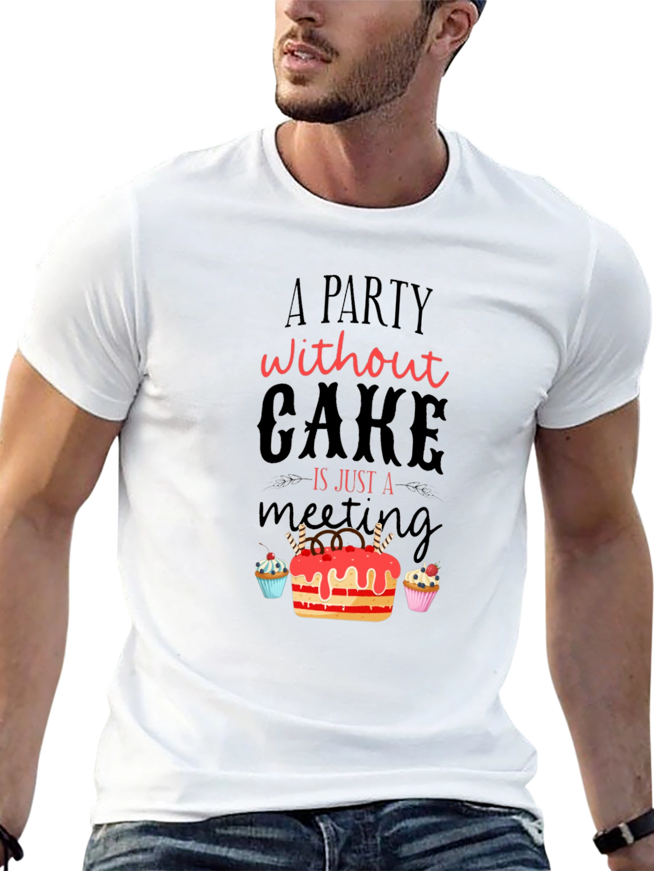 Black Party Without Cake T-Shirt - Funny Dessert Tee view 13