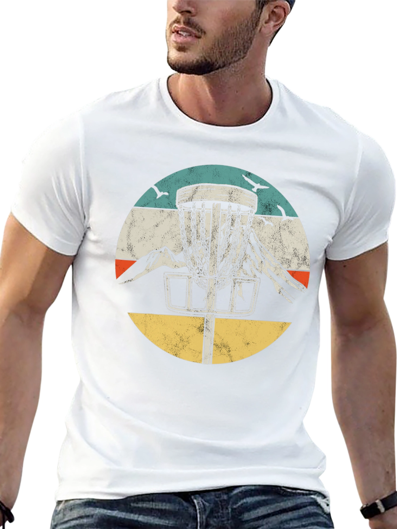 Black Retro Disc Golf Tee - Mountain Design view 13