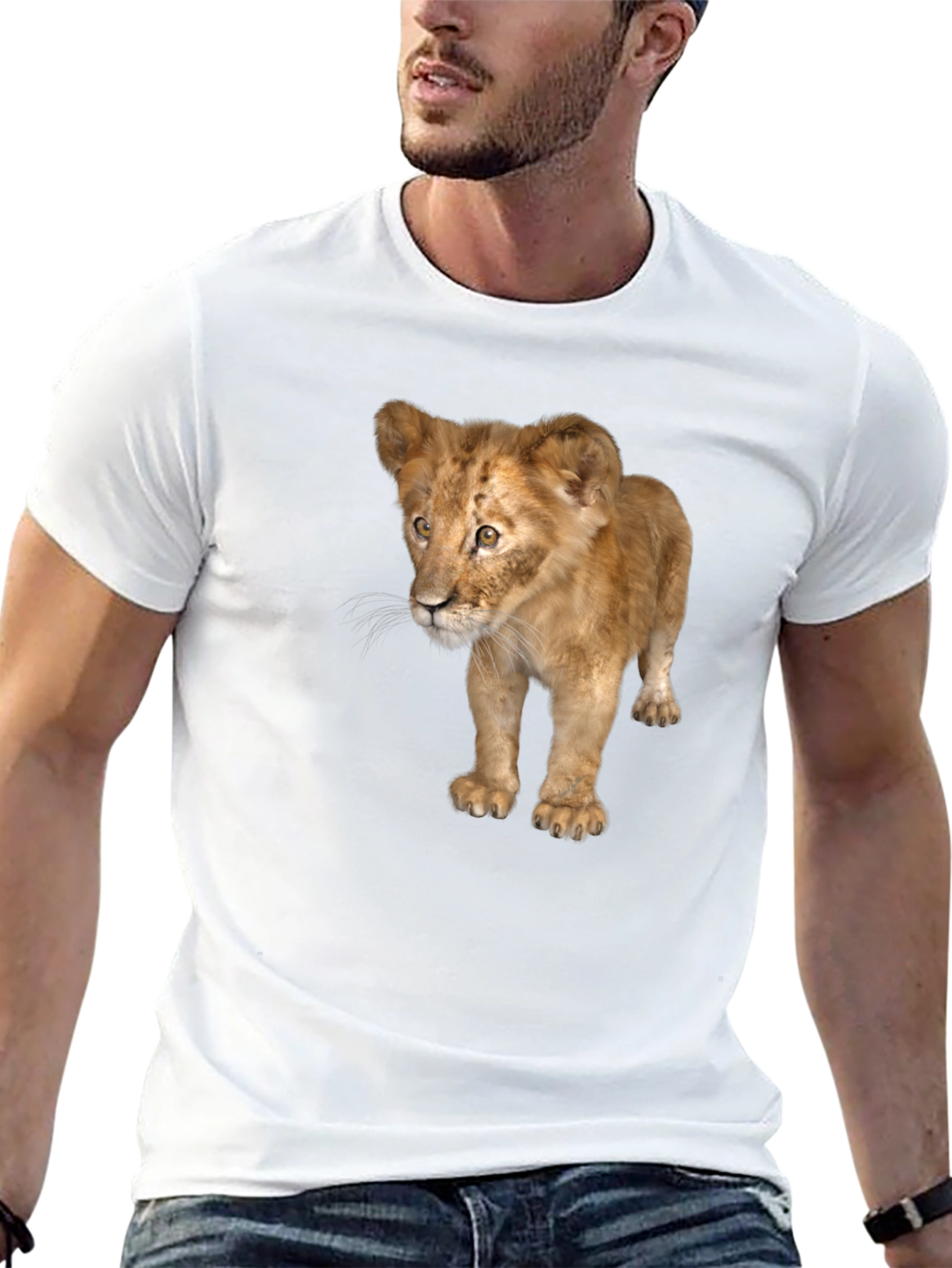 Black Lion Cub Graphic Tee - Unisex Black T-Shirt view 13