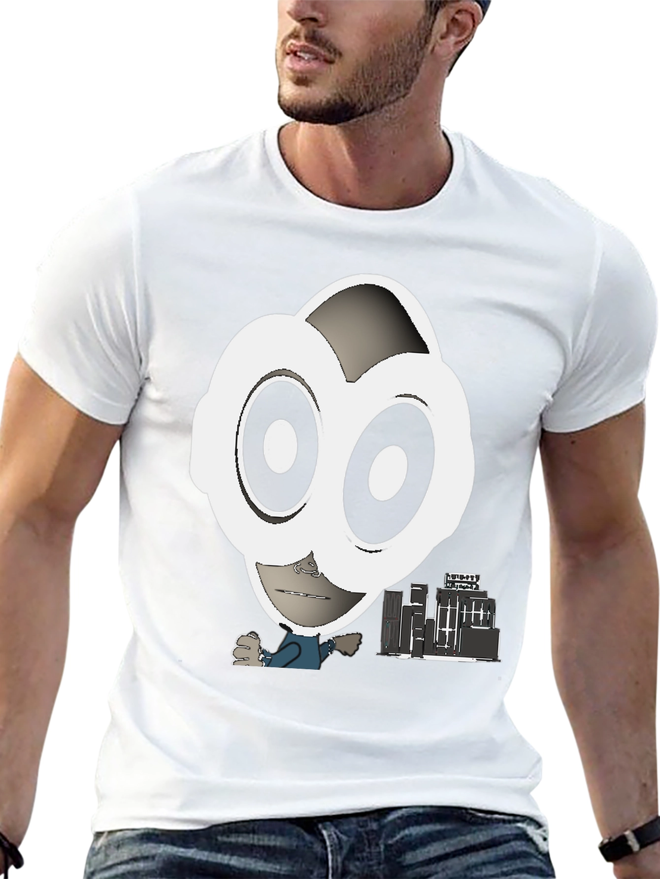 Black Abstract Character Graphic Tee - Black view 13