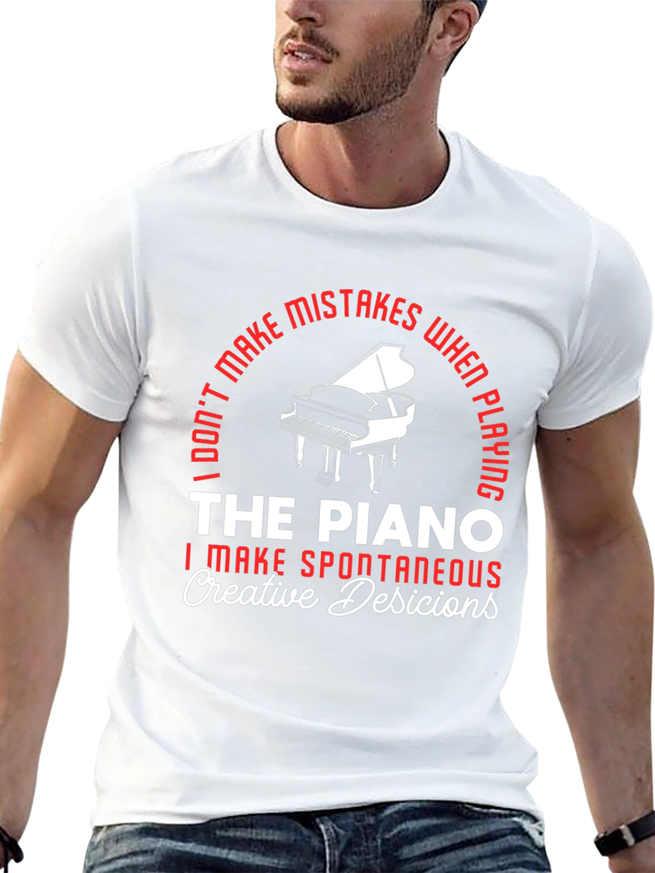 Black Piano Player T-Shirt - "I Don't Make Mistakes" Funny Musician Tee view 13