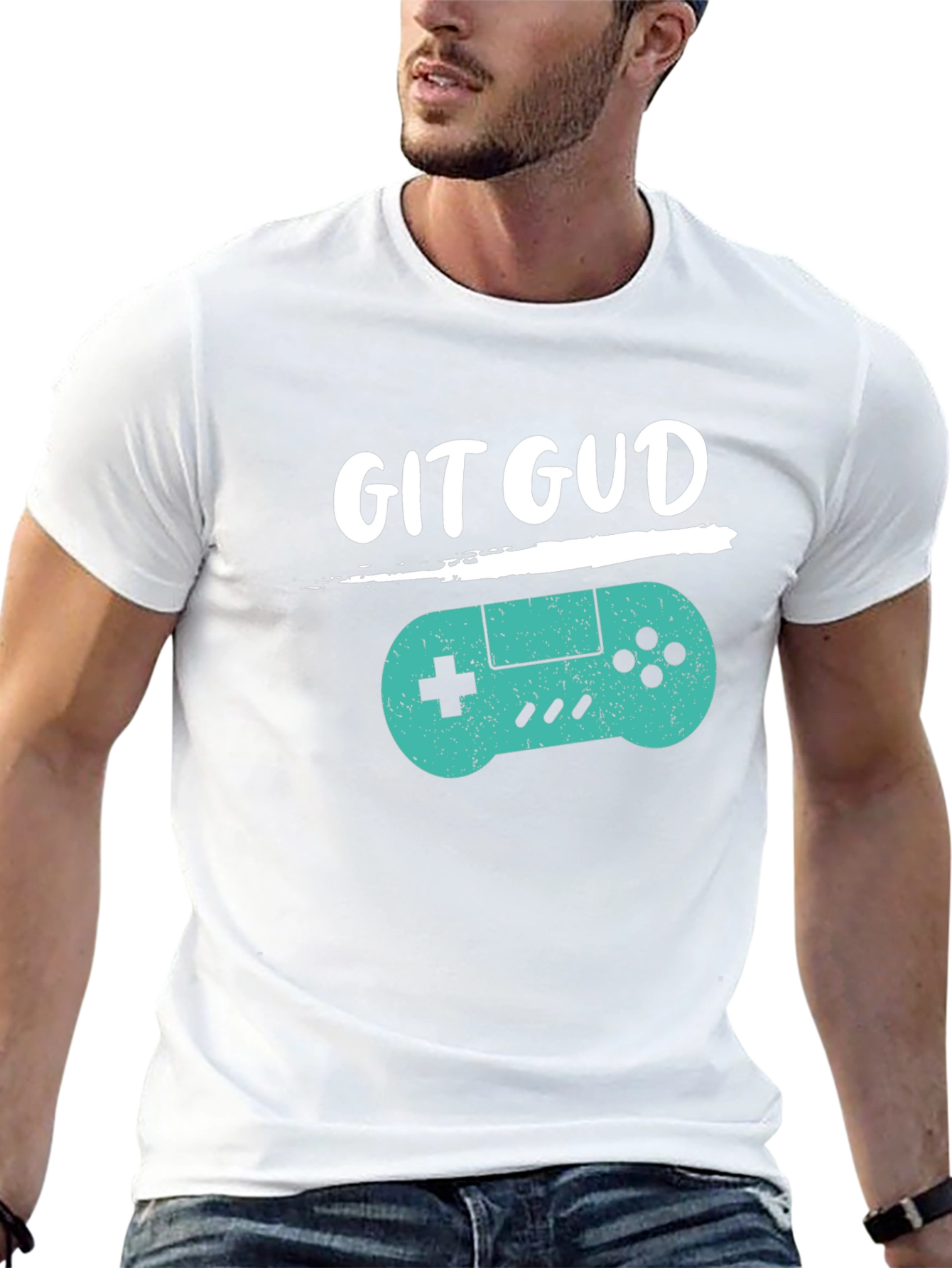 Black Git Gud Gamer T-Shirt - Black Cotton Blend Tee view 13