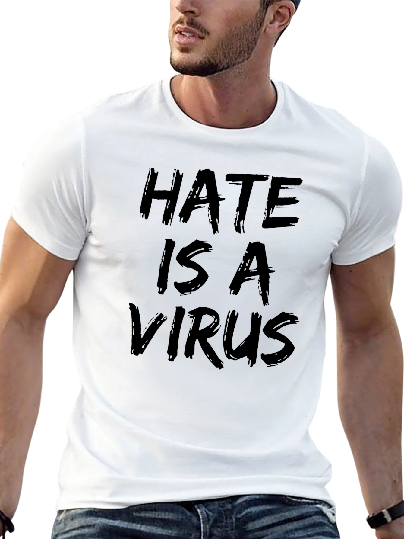 Black Hate is a Virus Graphic Tee - Black Crew Neck view 13