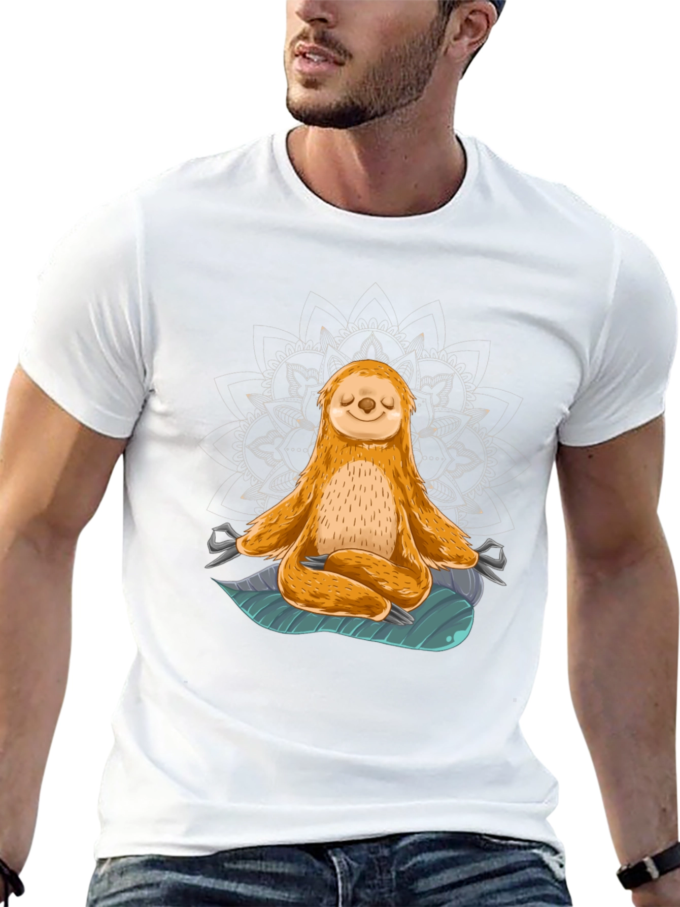 Black Meditating Sloth Graphic Tee view 13