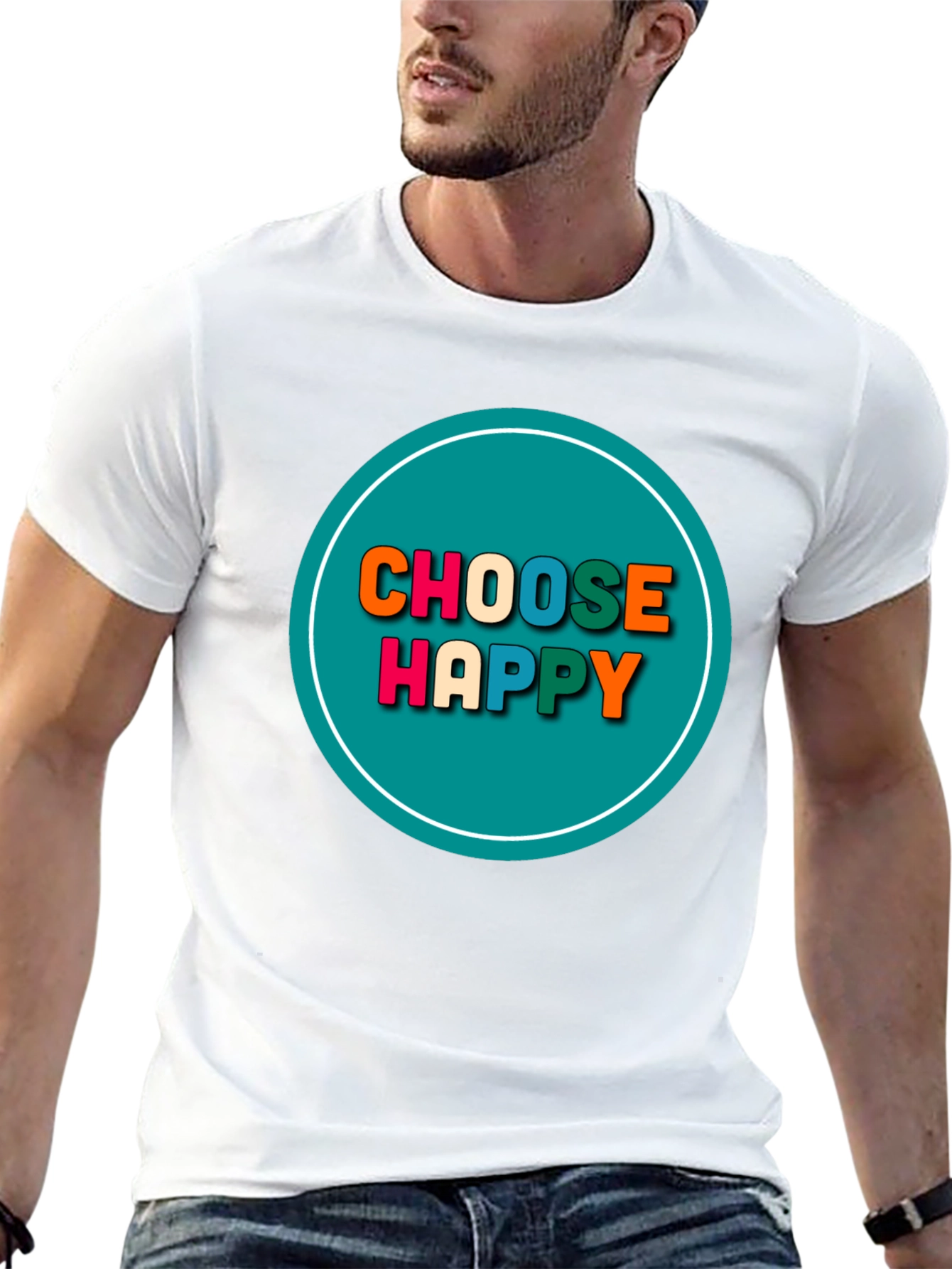 Black Choose Happy Graphic Tee - Positive Vibes T-Shirt view 13