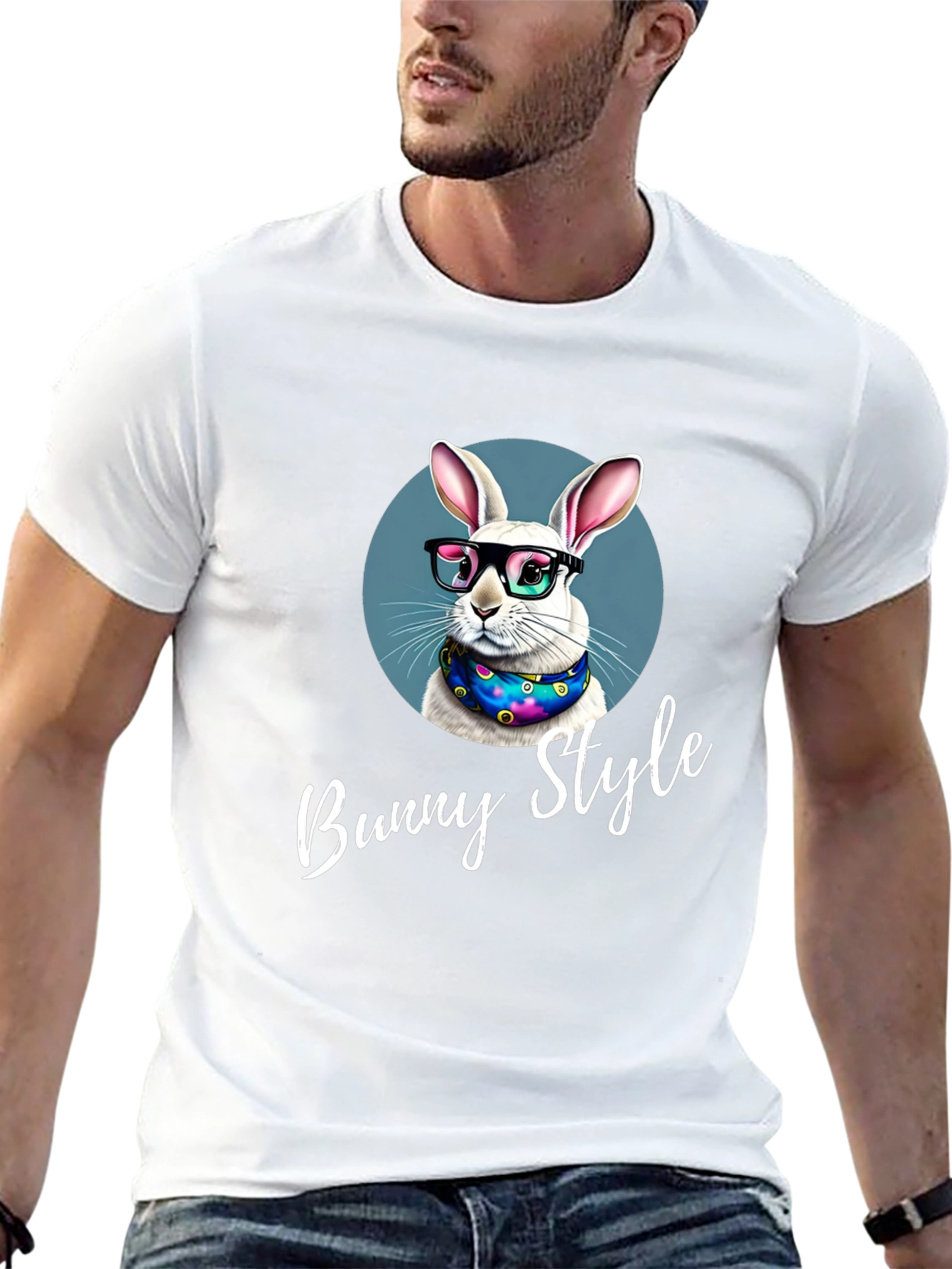 Black Bunny Style T-Shirt - Cool Rabbit Design view 13