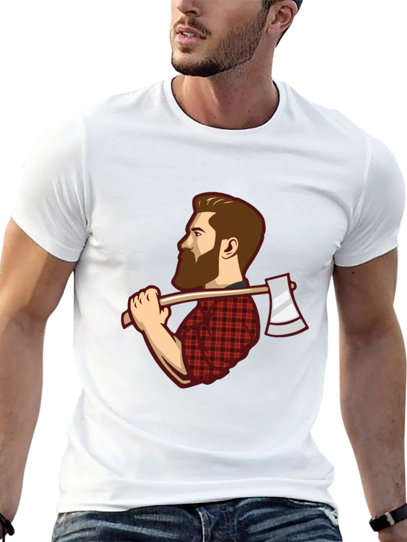Black Lumberjack Graphic Tee - Axe Wielding Woodcutter view 13