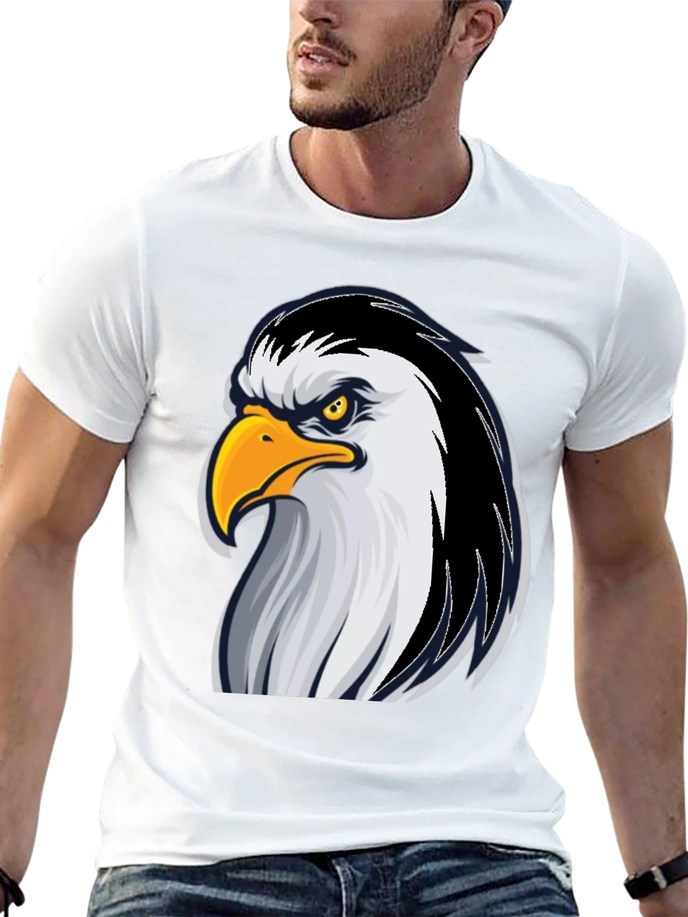 Black Eagle Graphic Tee - Bold Black Cotton T-Shirt view 13
