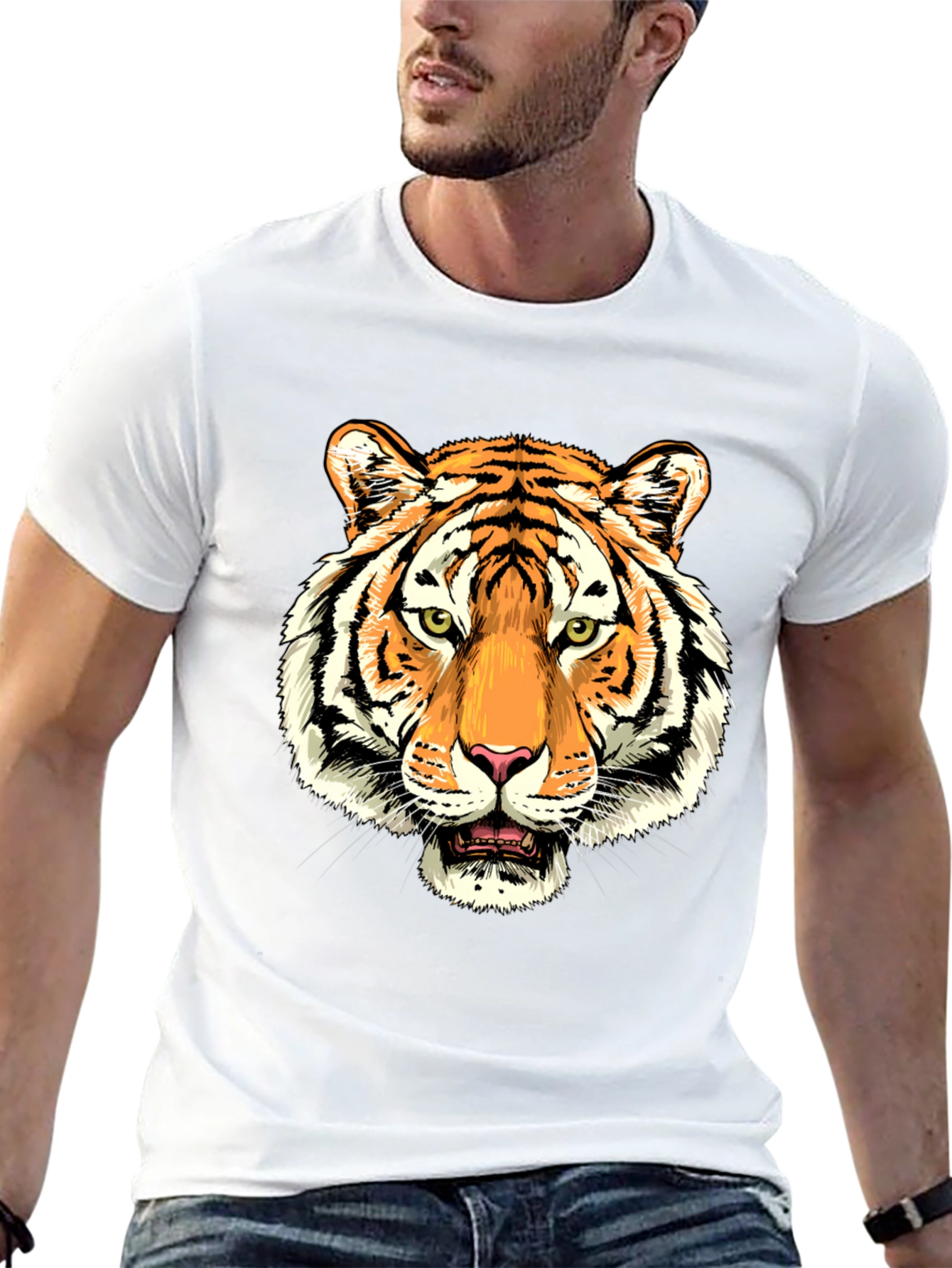 Black Tiger Graphic Print Black T-Shirt view 13