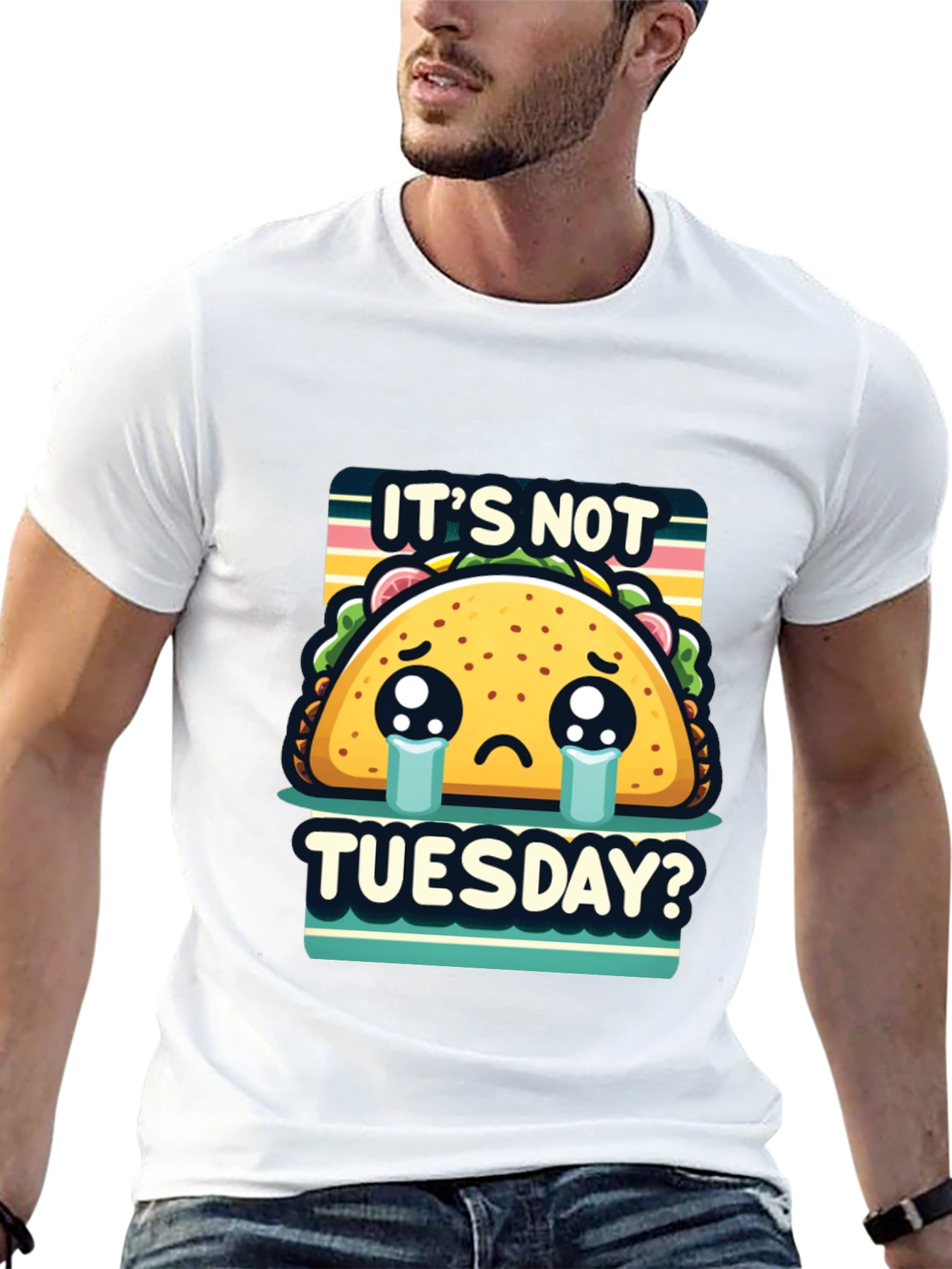 Black It's Not Tuesday Taco T-Shirt - Sad Taco Graphic Tee view 13