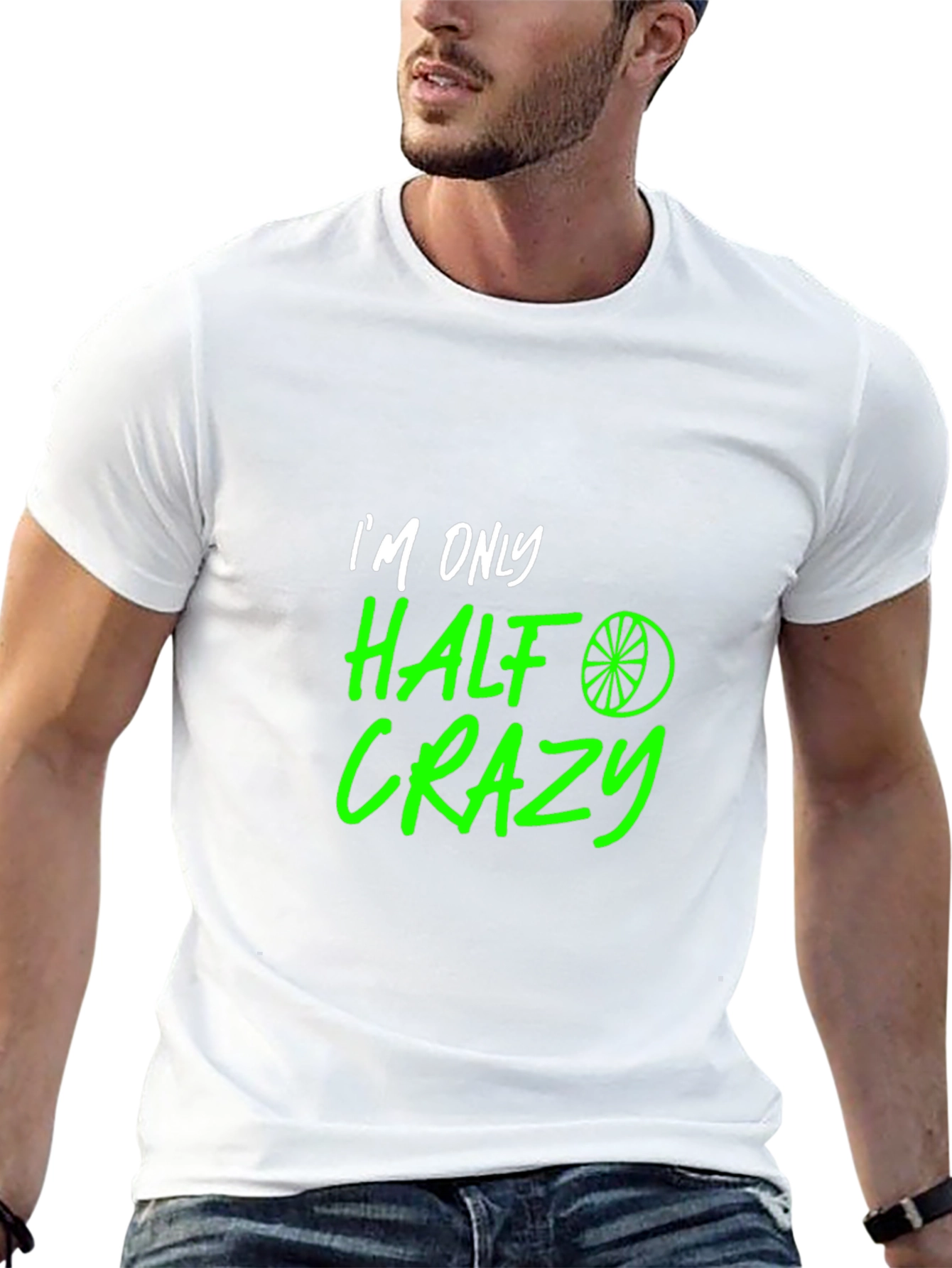 Black Half Crazy Graphic Tee - Funny Novelty T-Shirt view 13