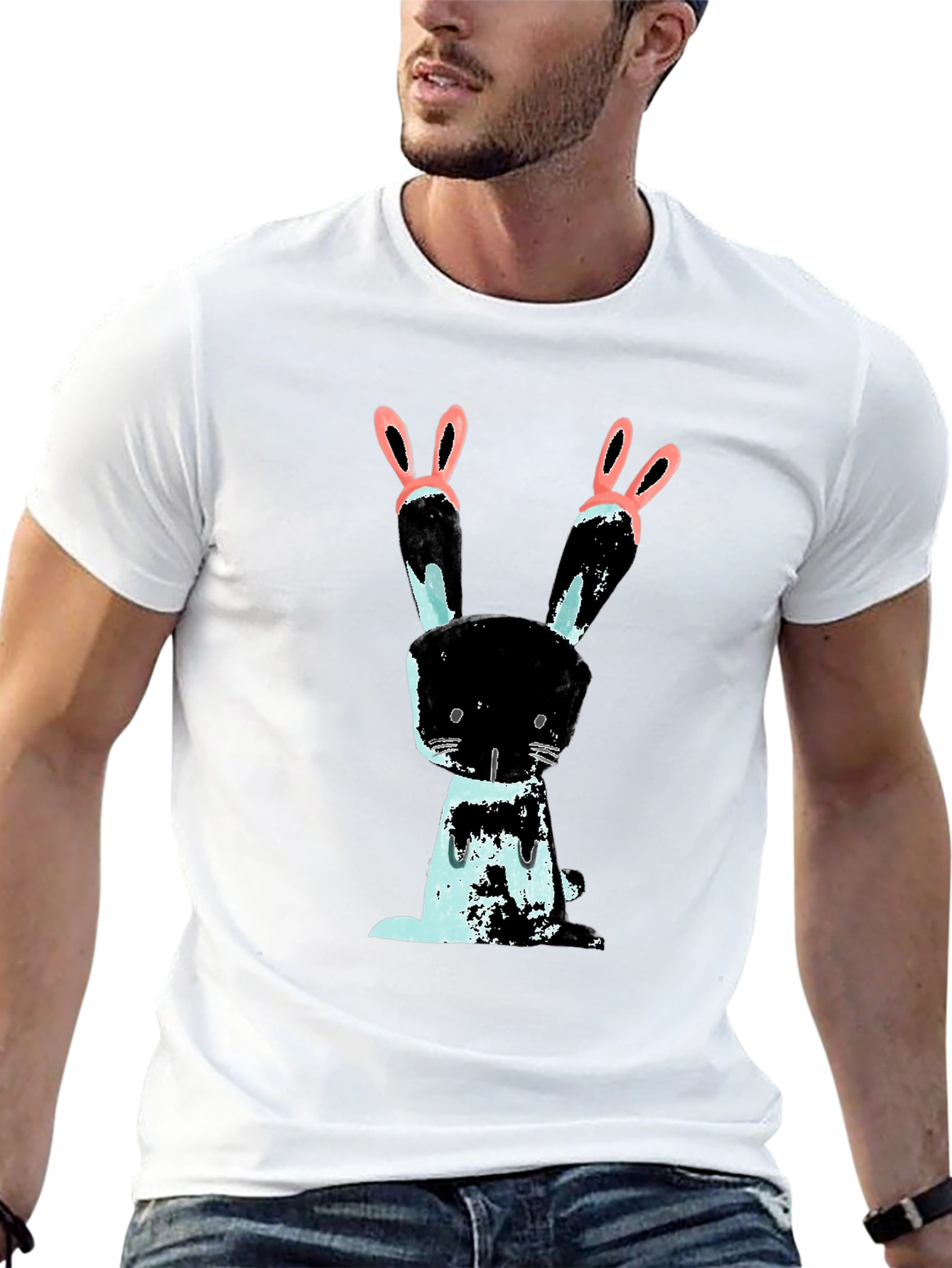Black Bunny Graphic Black T-Shirt view 13