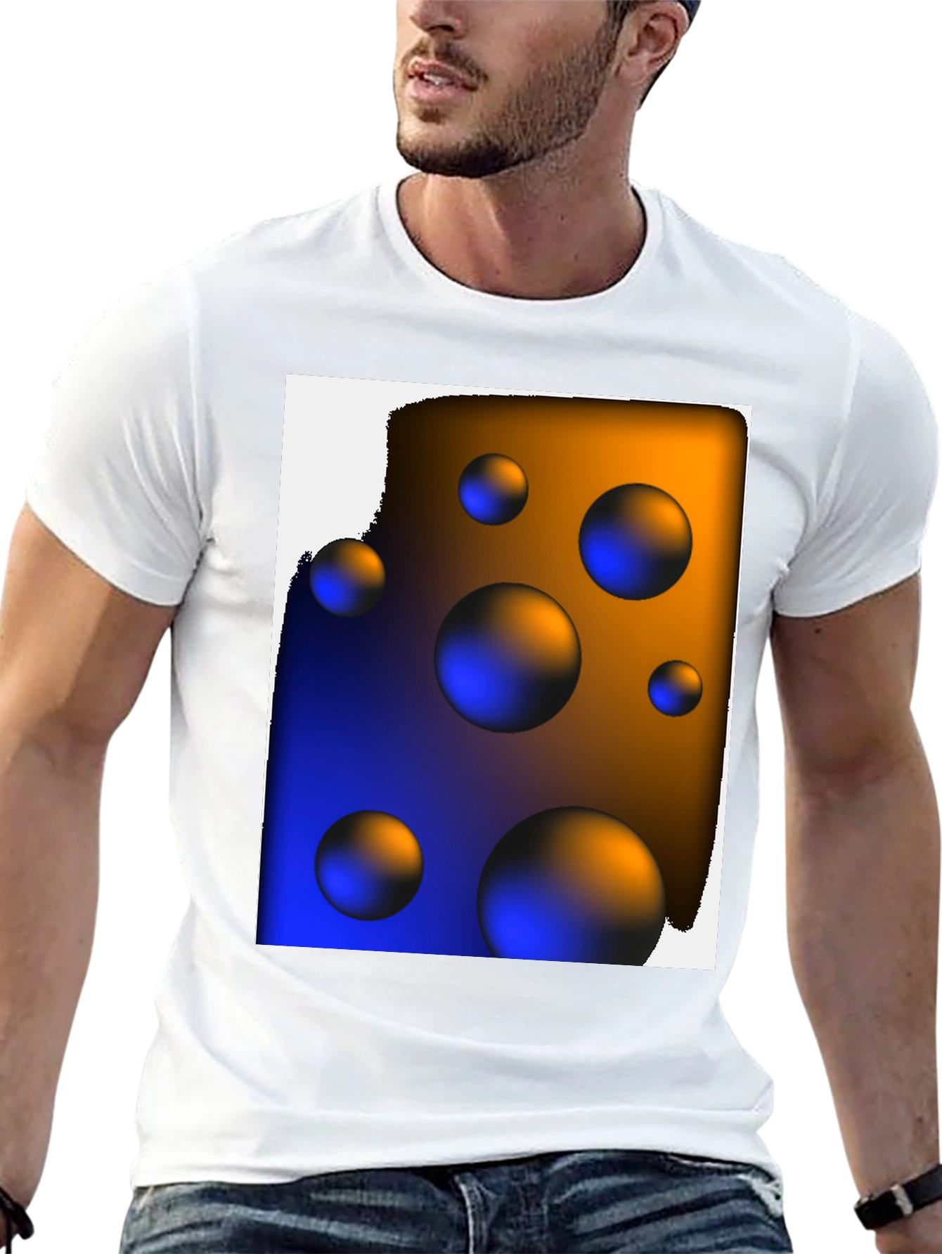 Black Abstract Spheres Graphic T-Shirt view 13