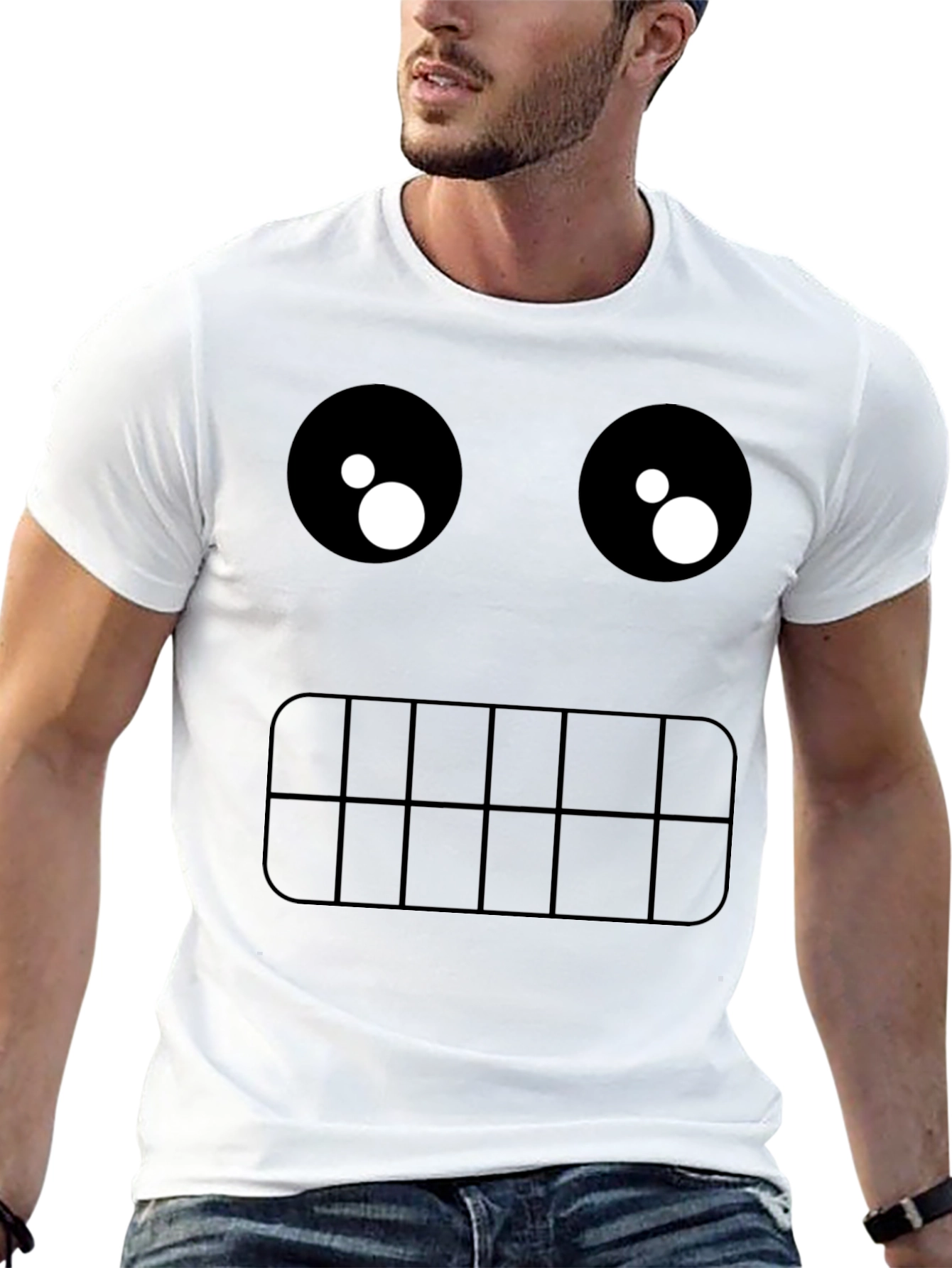 Black Funny Graphic Face T-Shirt view 13