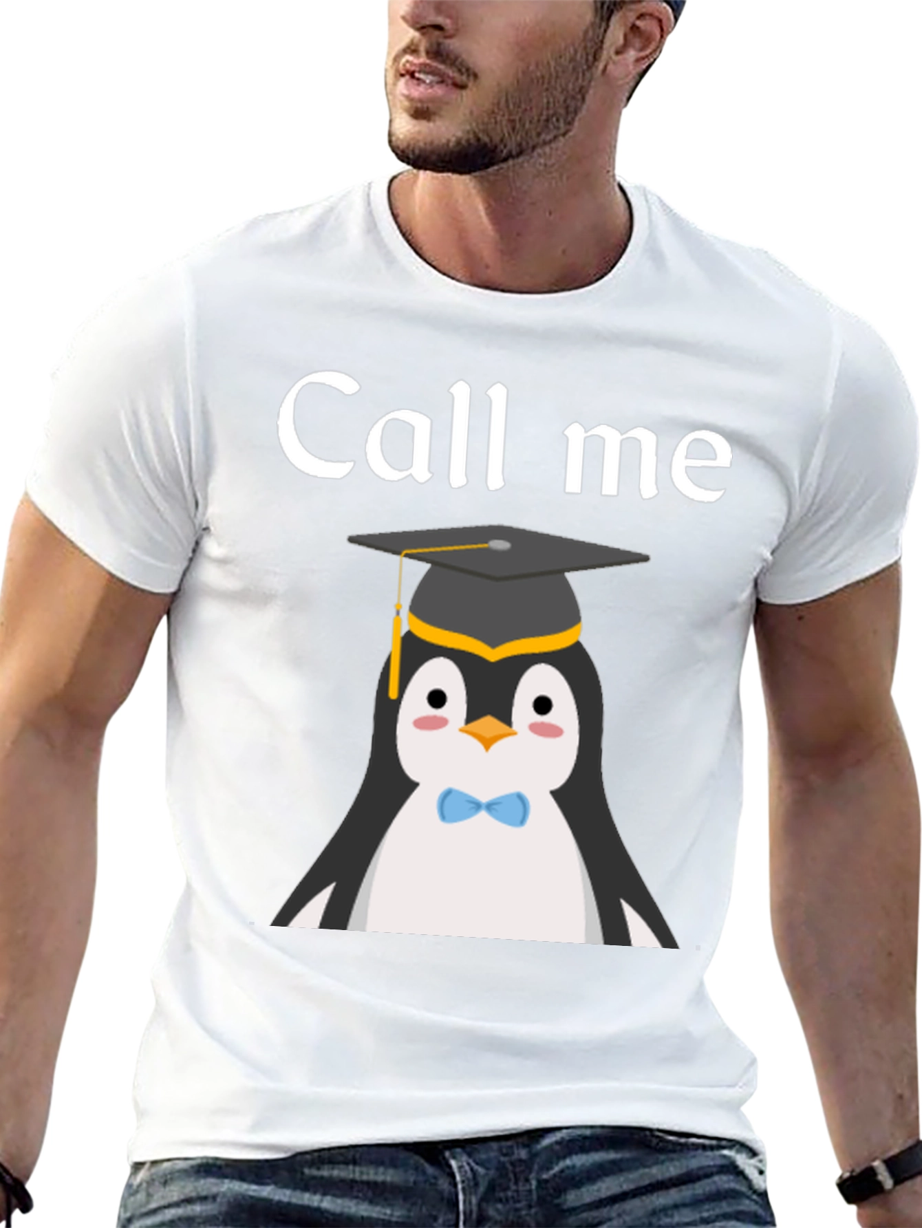 Black Call Me Penguin Graduate T-Shirt view 13
