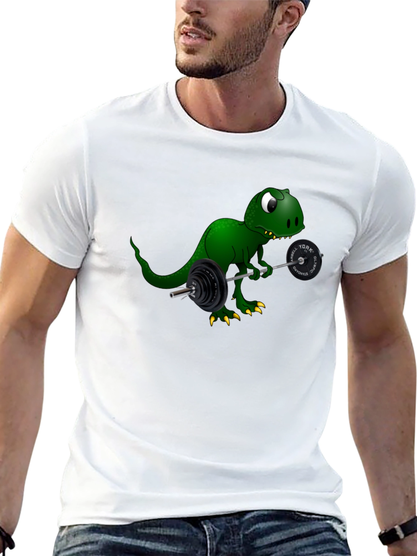 Black Dino Lifting Barbell Graphic Tee view 13