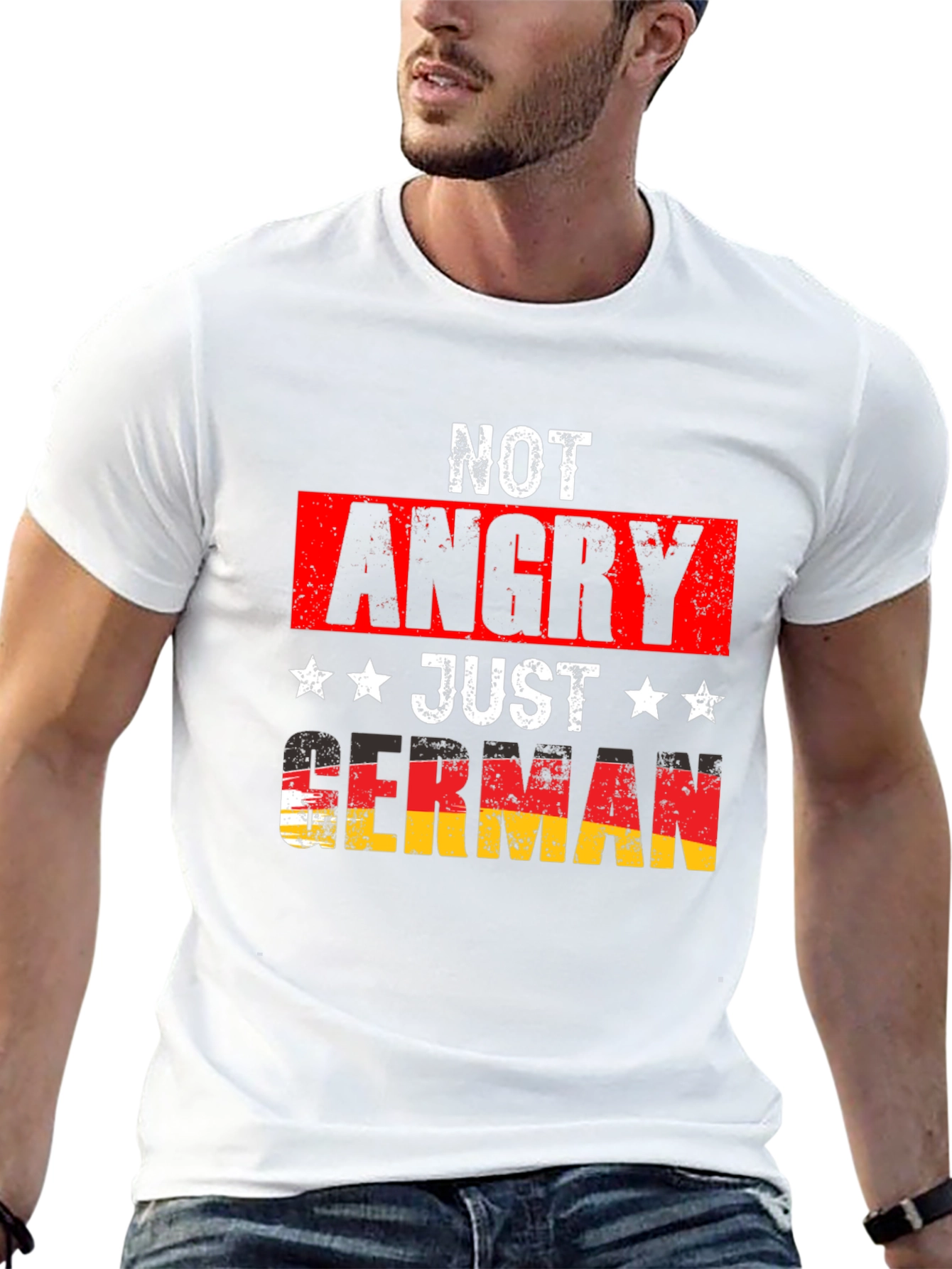 Black Funny German Pride T-Shirt - Not Angry Just German view 13