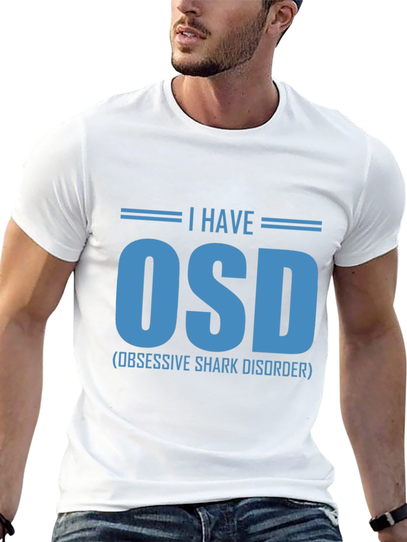 Black Obsessive Shark Disorder T-Shirt, Funny OSD Tee view 13