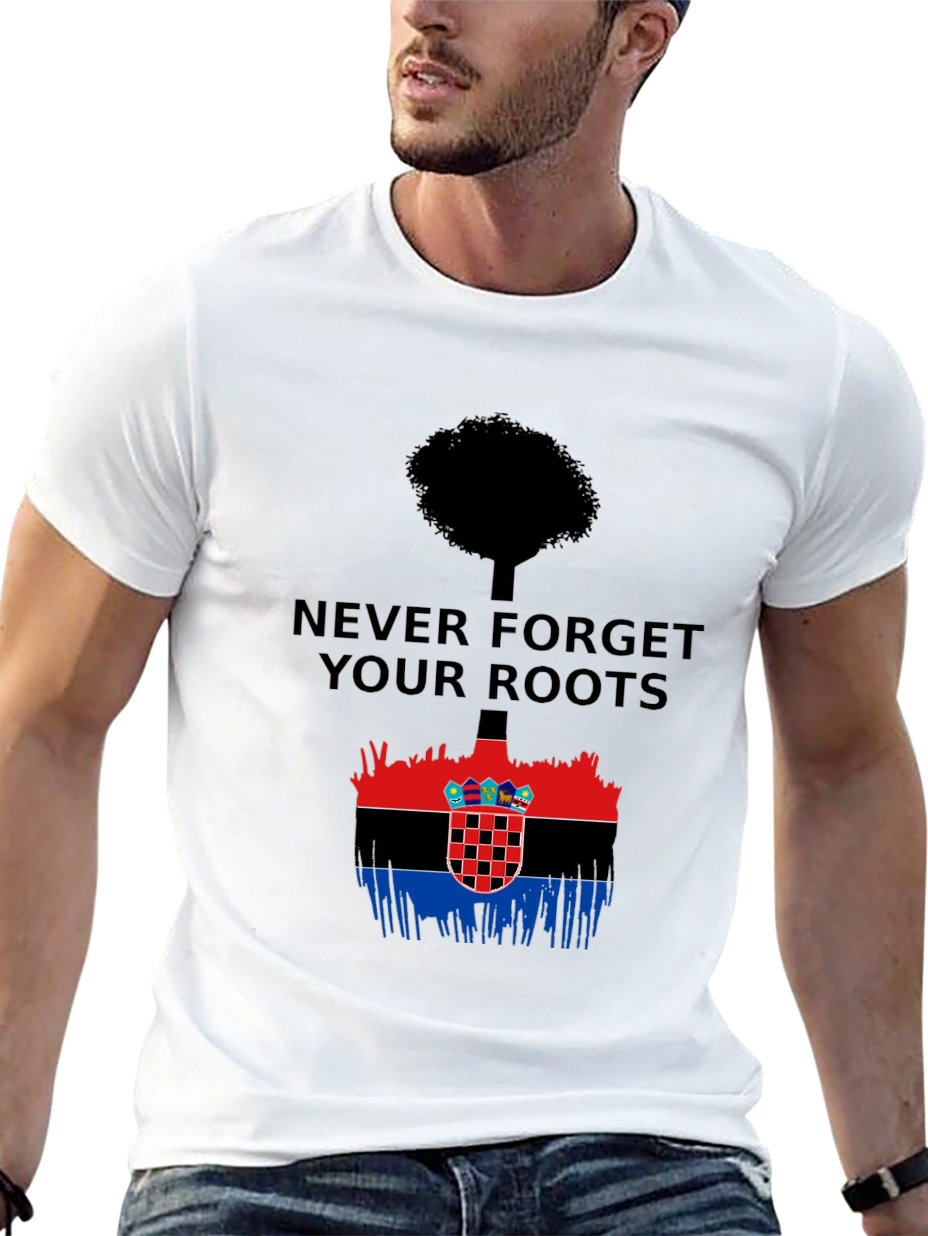 Never Forget Roots Croatia Flag Graphic Tee - 13