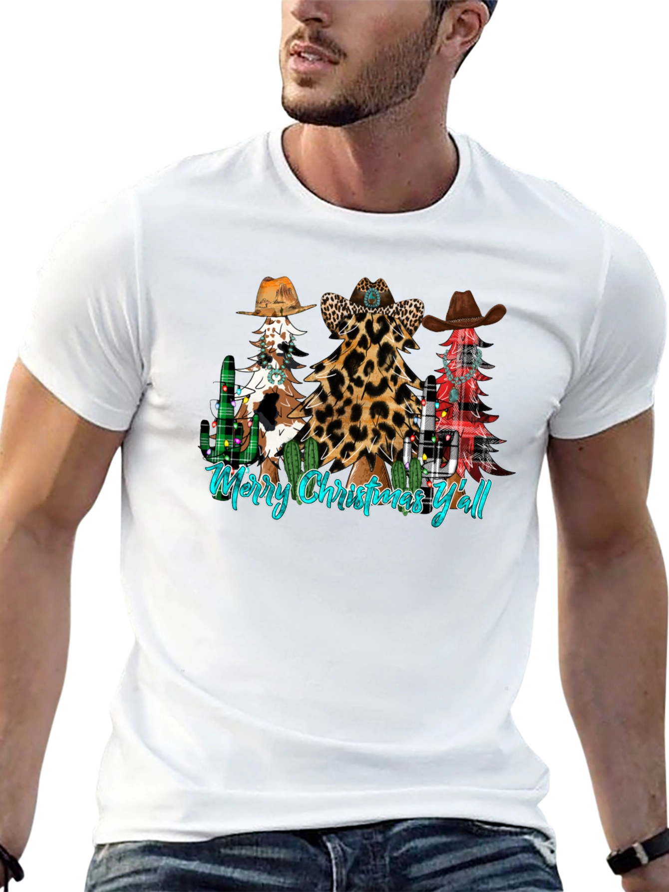 Black Merry Christmas Y'all T-Shirt view 13