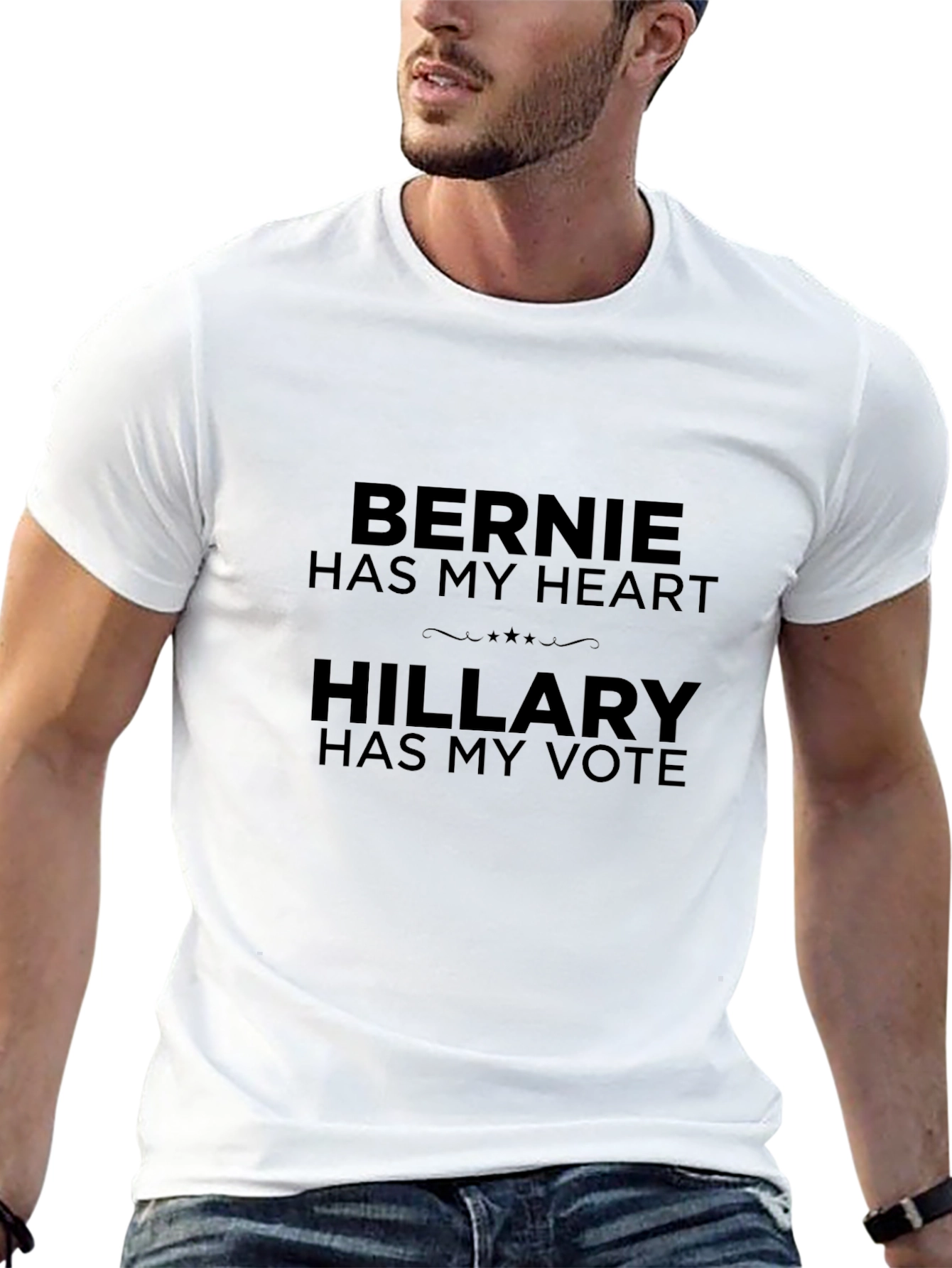 Black Bernie Has My Heart Hillary Has My Vote T-Shirt view 13