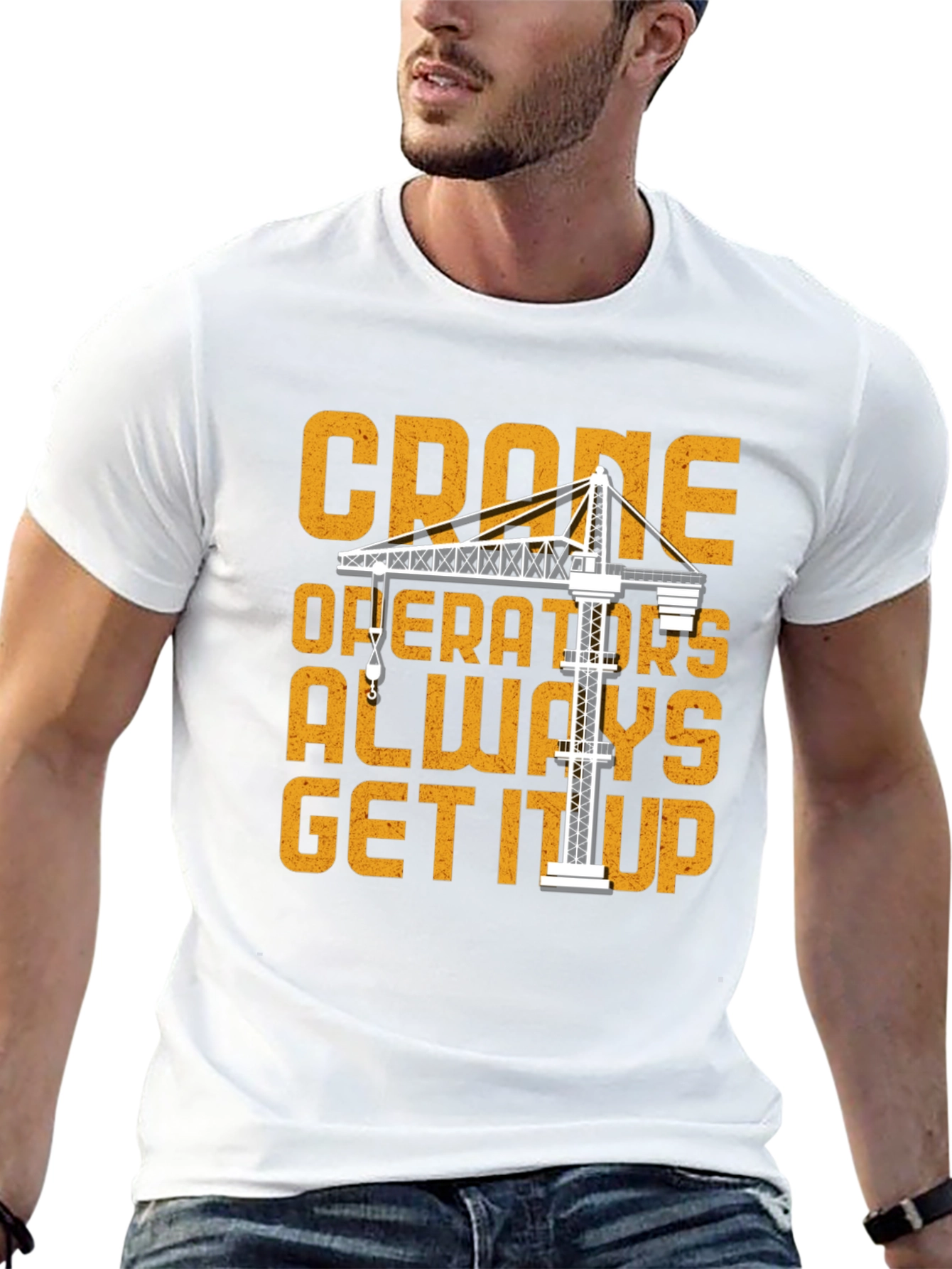 Black Crane Operator T-Shirt: Get It Up Funny Tee view 13