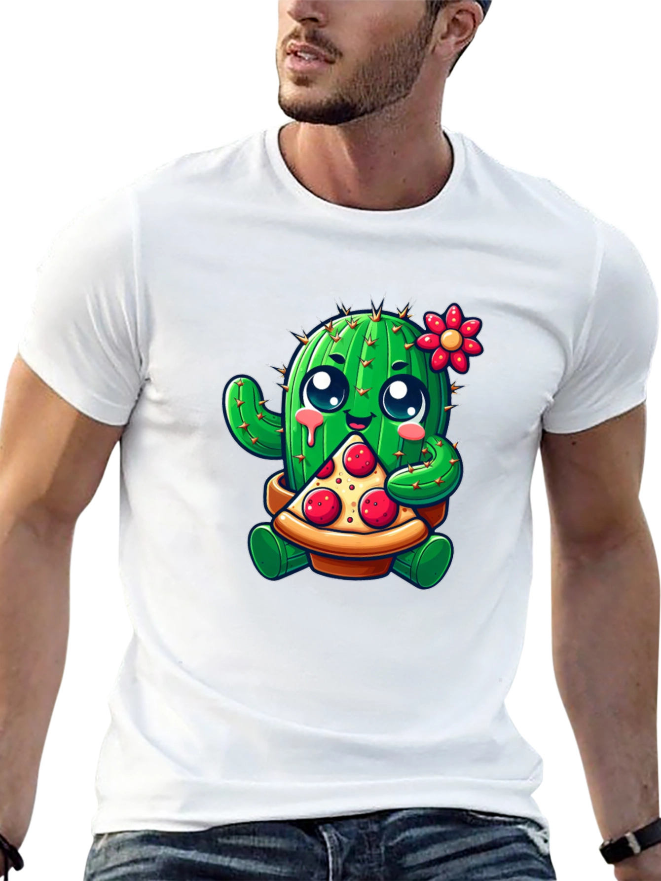 Black Cactus Pizza Lover Black T-Shirt view 13