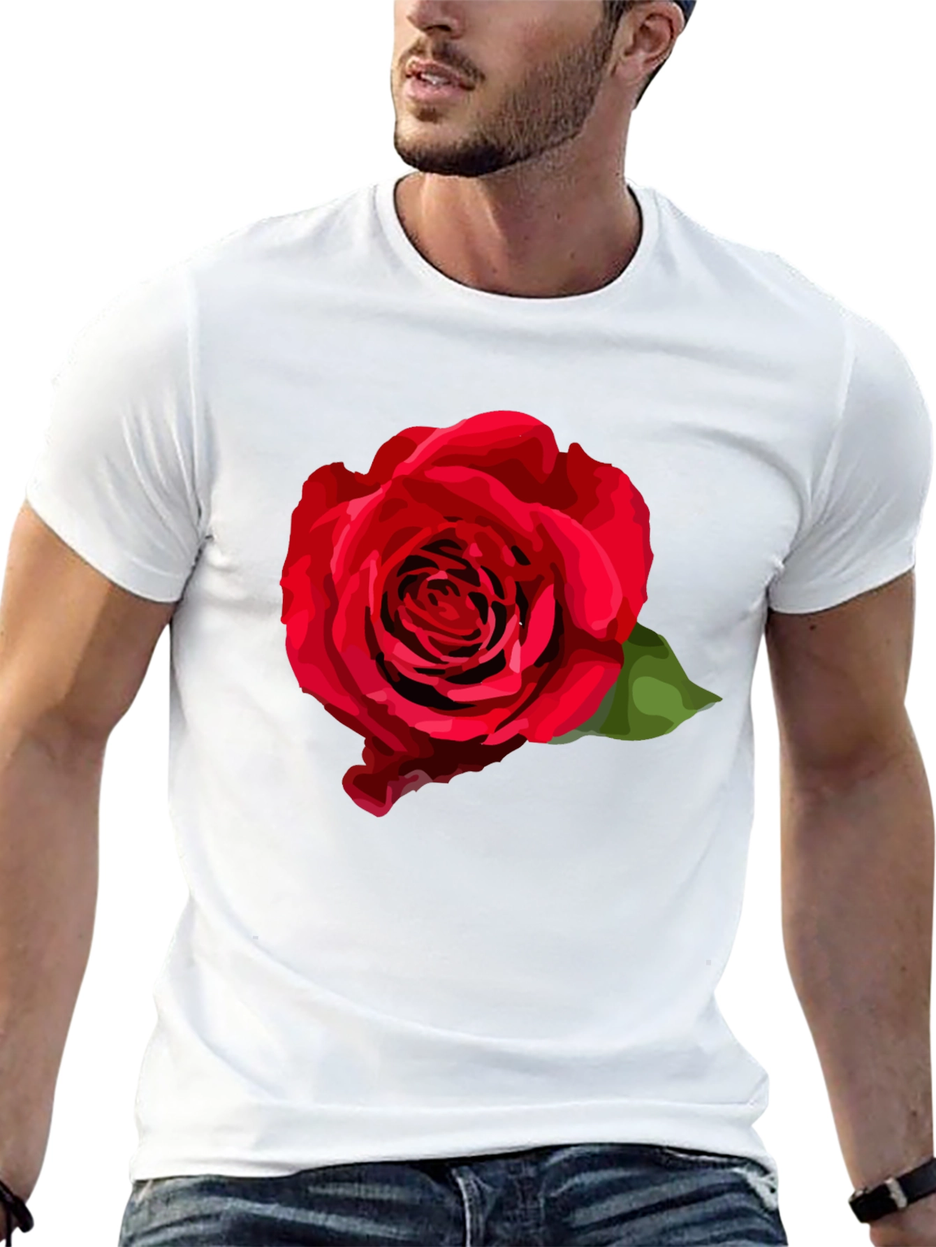 Black Red Rose Graphic T-Shirt - Stylish Black Tee view 13
